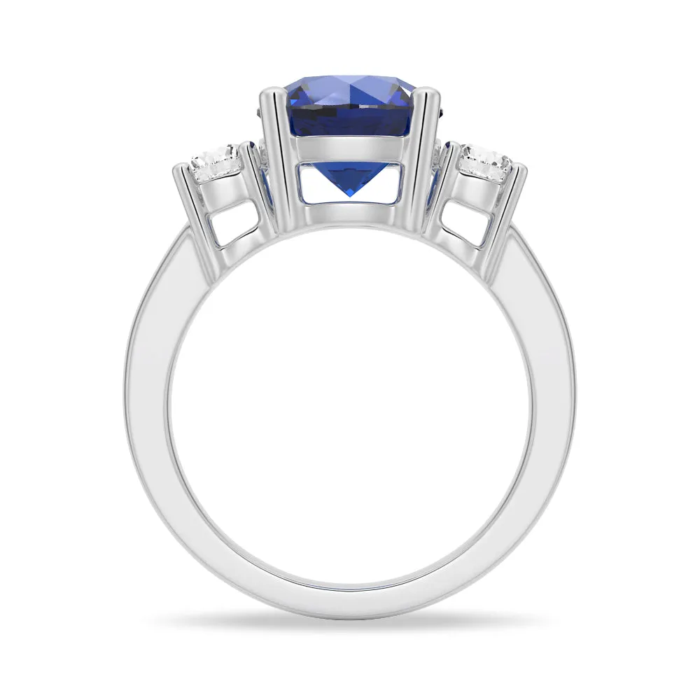 1.5 CT. Classic Three Stone  Blue Sapphire and White Sapphire Ring