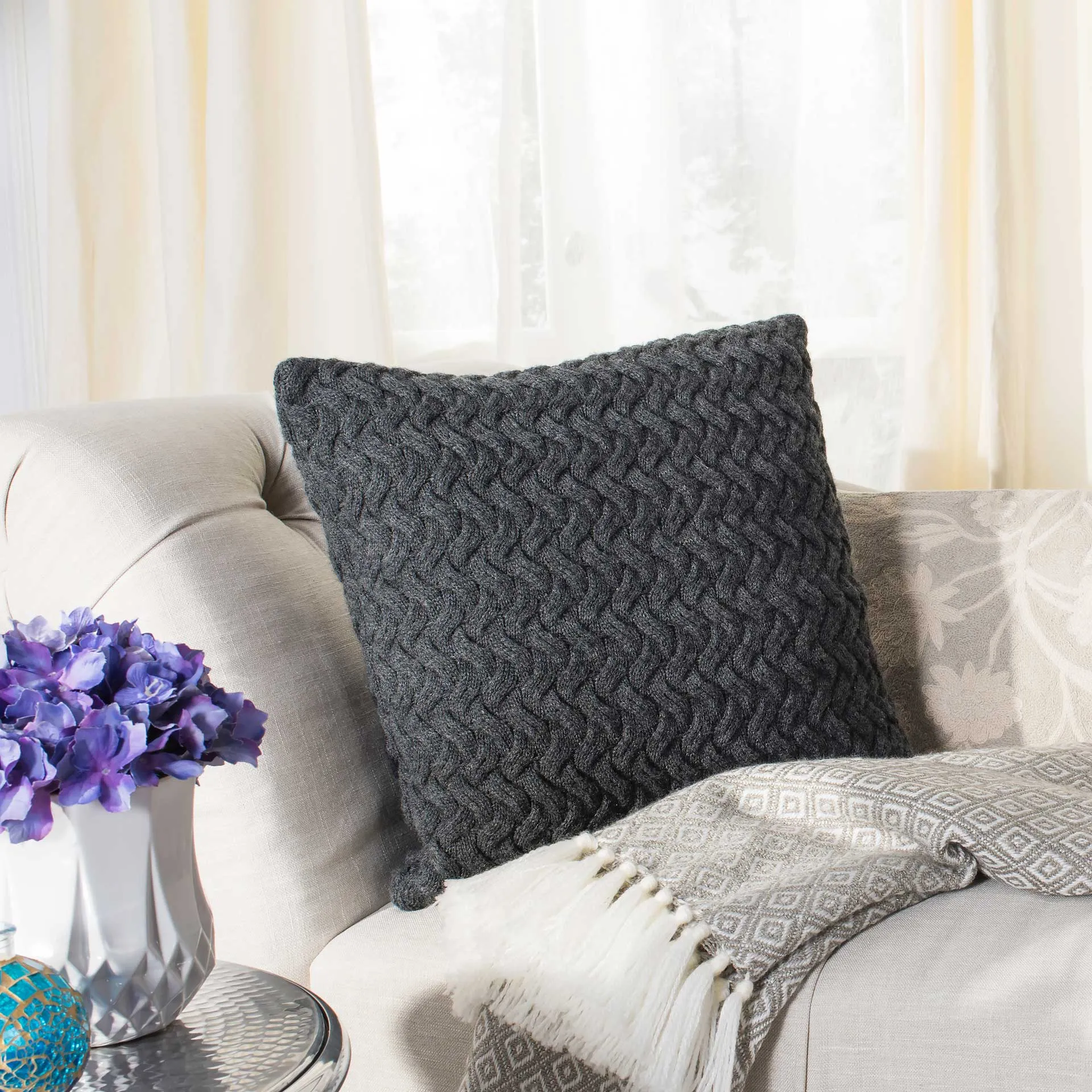 Adrienne Knit Pillow Dark Gray