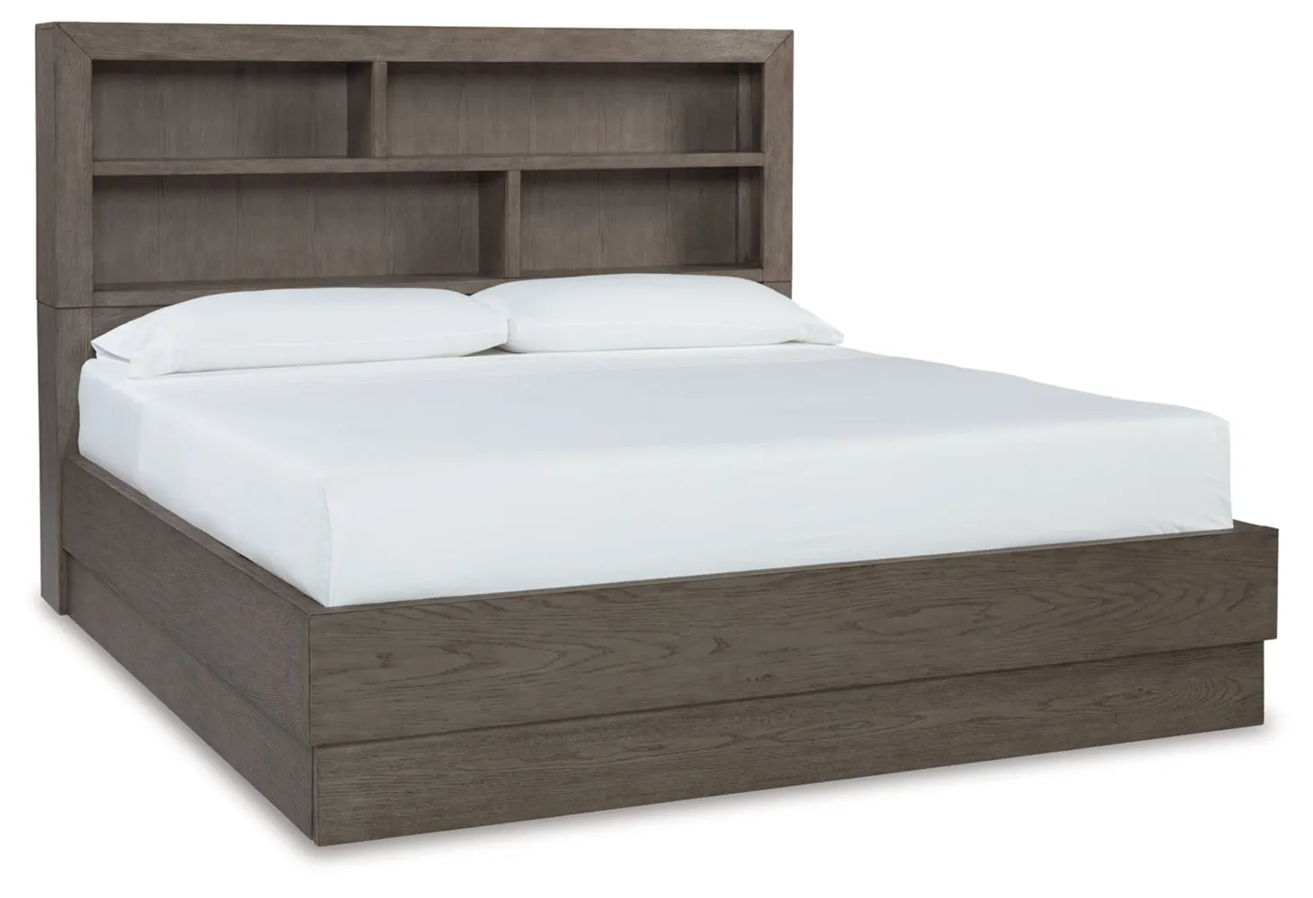 Anibecca Queen Bookcase Bed with Mirrored Dresser and 2 Nightstands