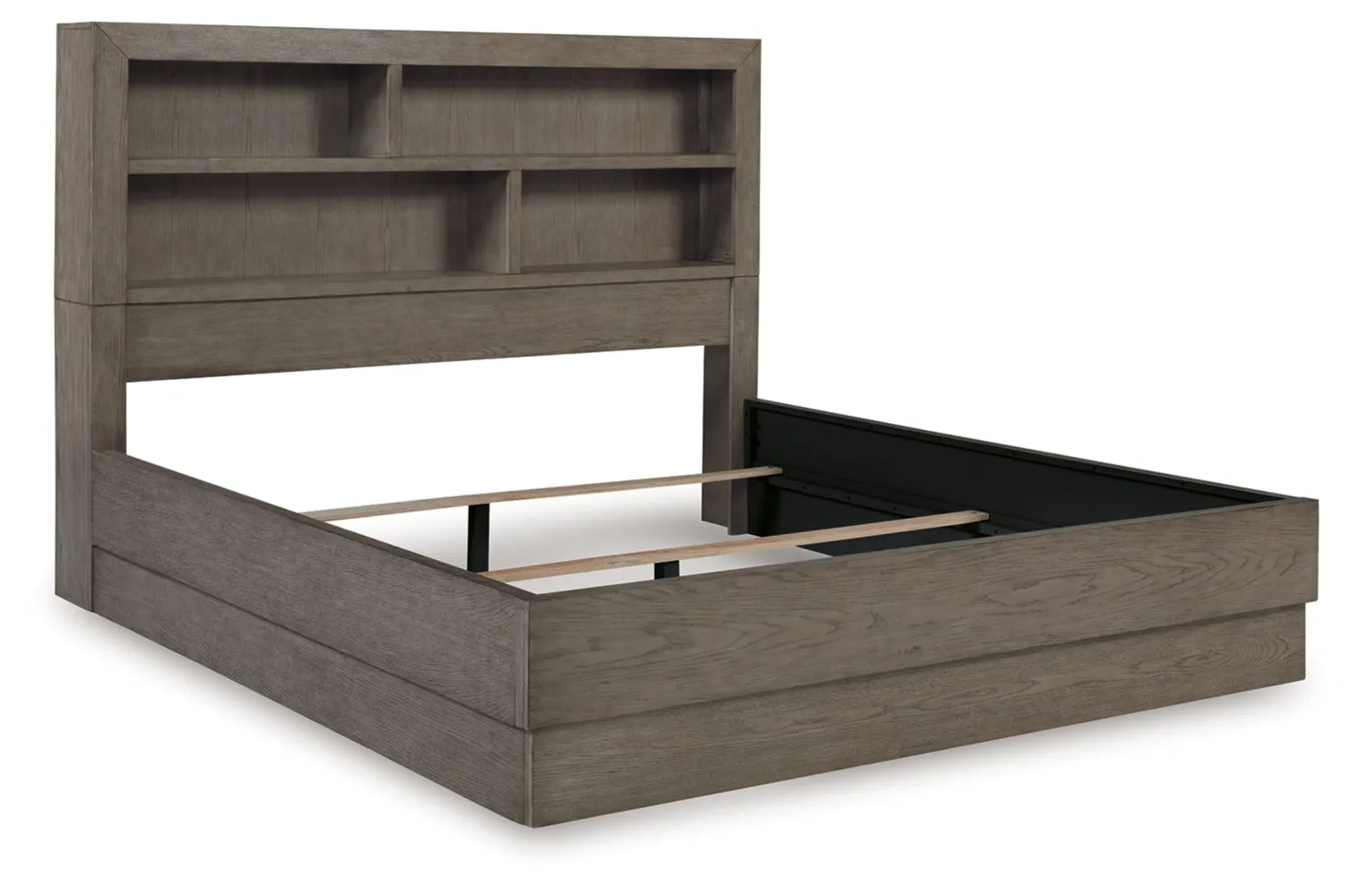 Anibecca Queen Bookcase Bed with Mirrored Dresser and 2 Nightstands