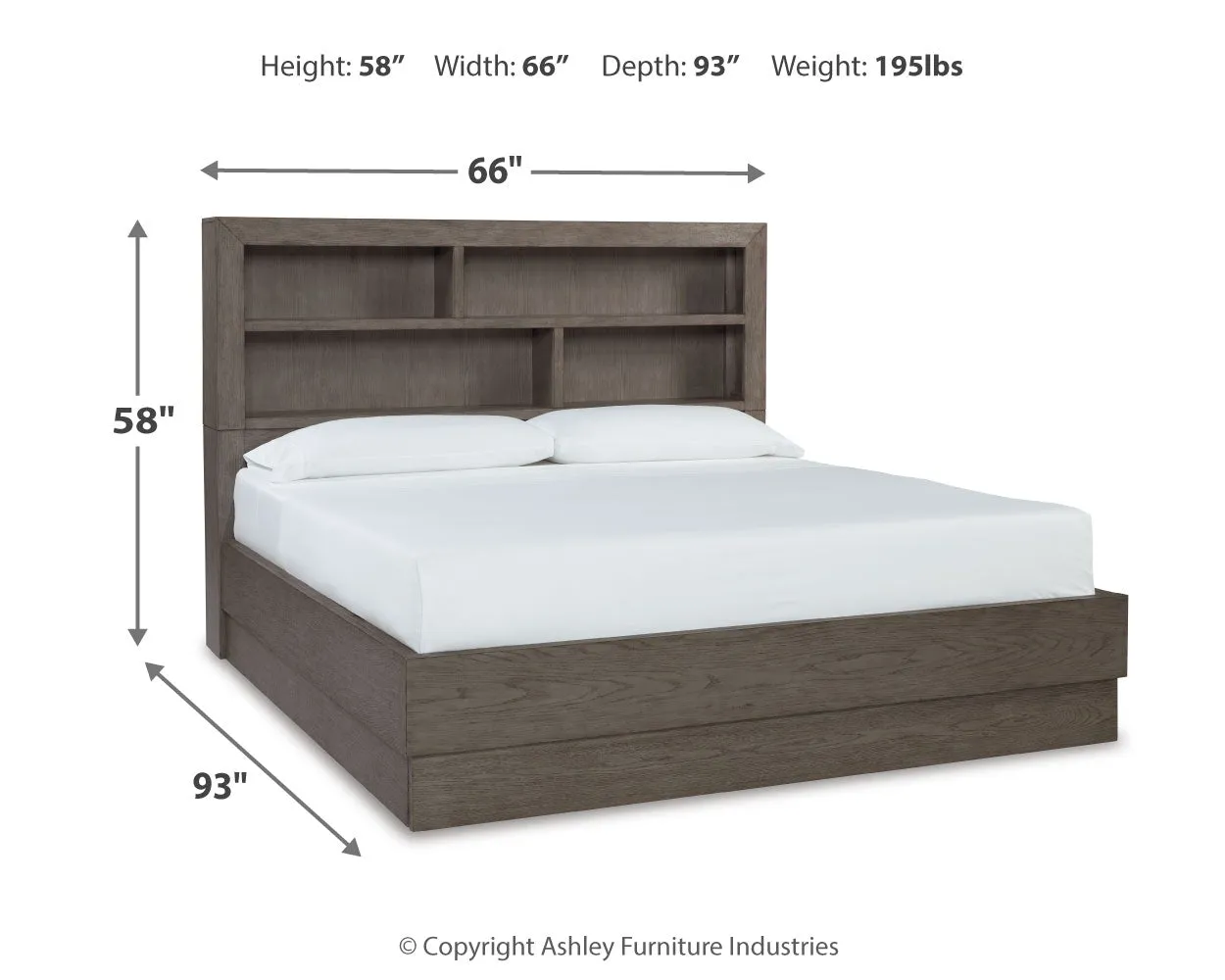 Anibecca Queen Bookcase Bed with Mirrored Dresser and 2 Nightstands