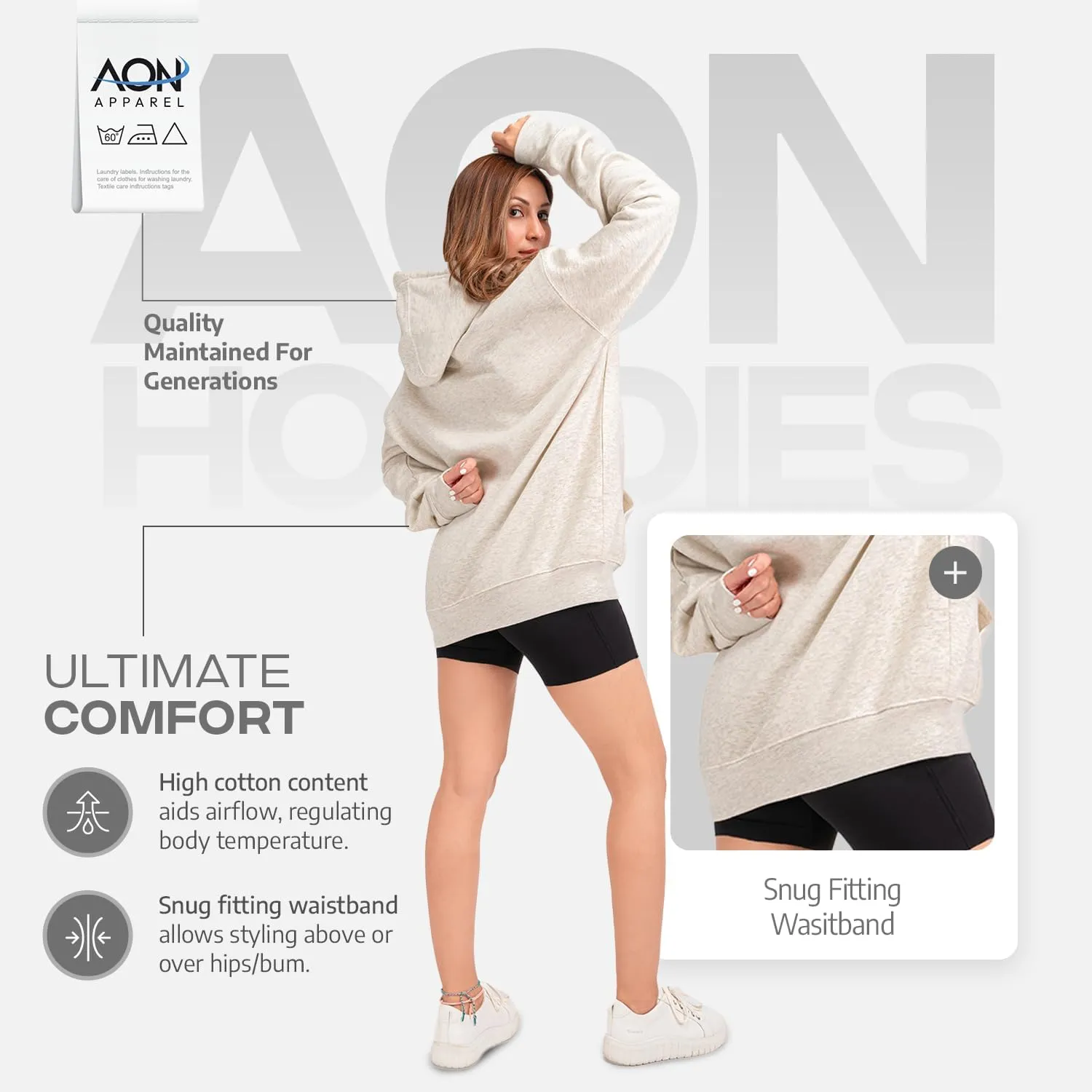 Aon's High Natural Cotton Blend Hoodies For Women: More Breathable & Appealing Modern Fit Sweatshirt Sweaters