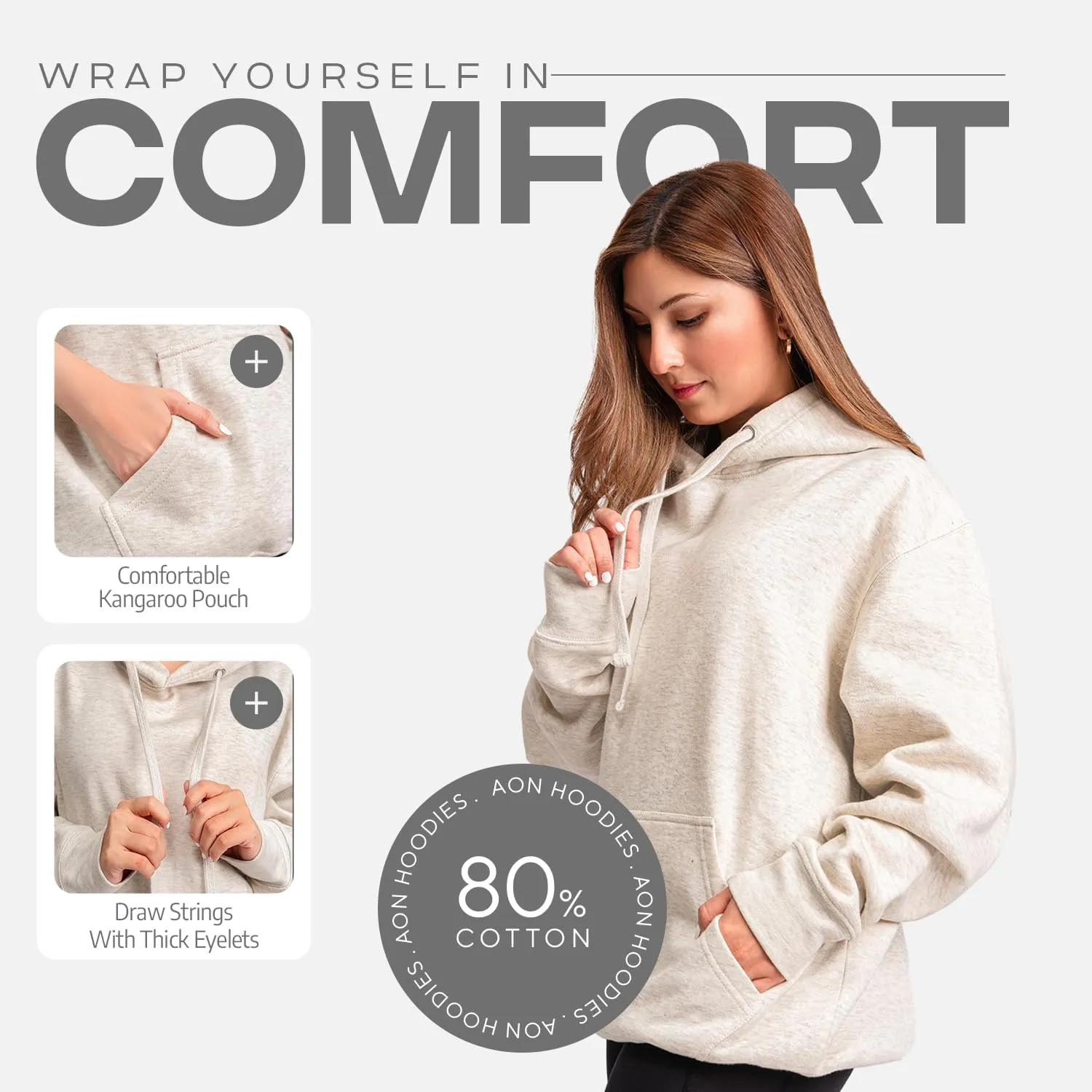 Aon's High Natural Cotton Blend Hoodies For Women: More Breathable & Appealing Modern Fit Sweatshirt Sweaters