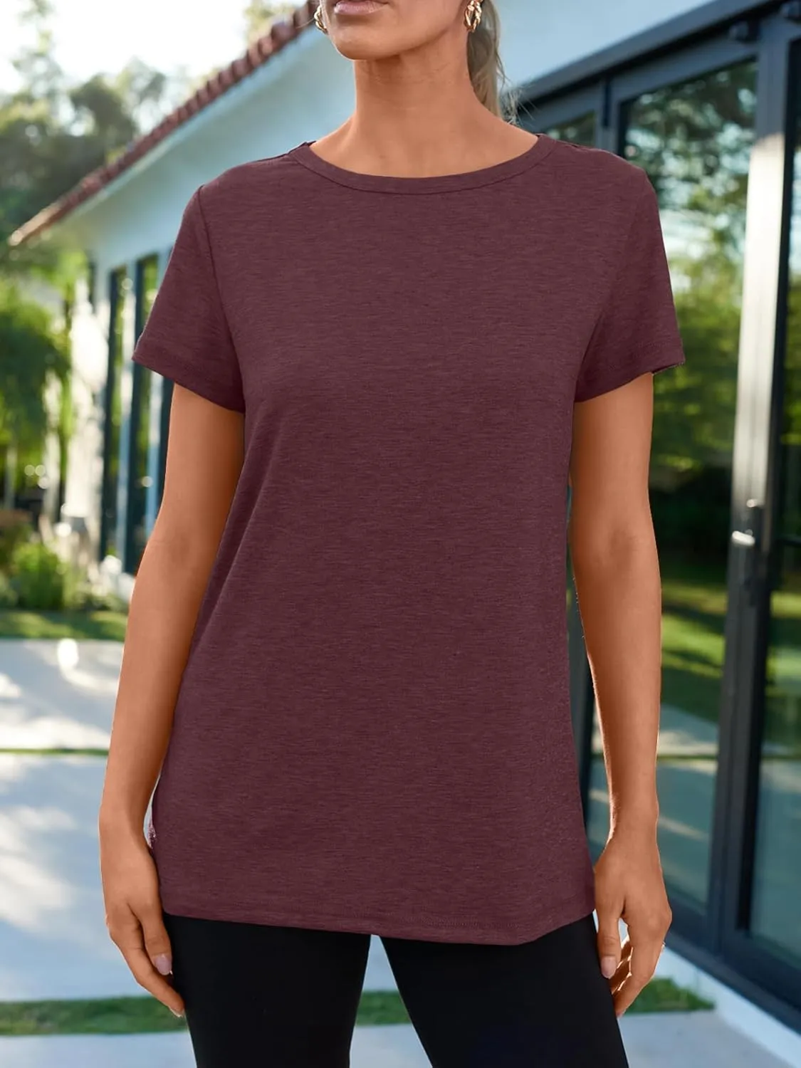 AUTOMET Summer Tops Women Spring Short Sleeve Shirts Beach Vacation Outfits Plus Size Workout Tshirts Casual Clothes 2025