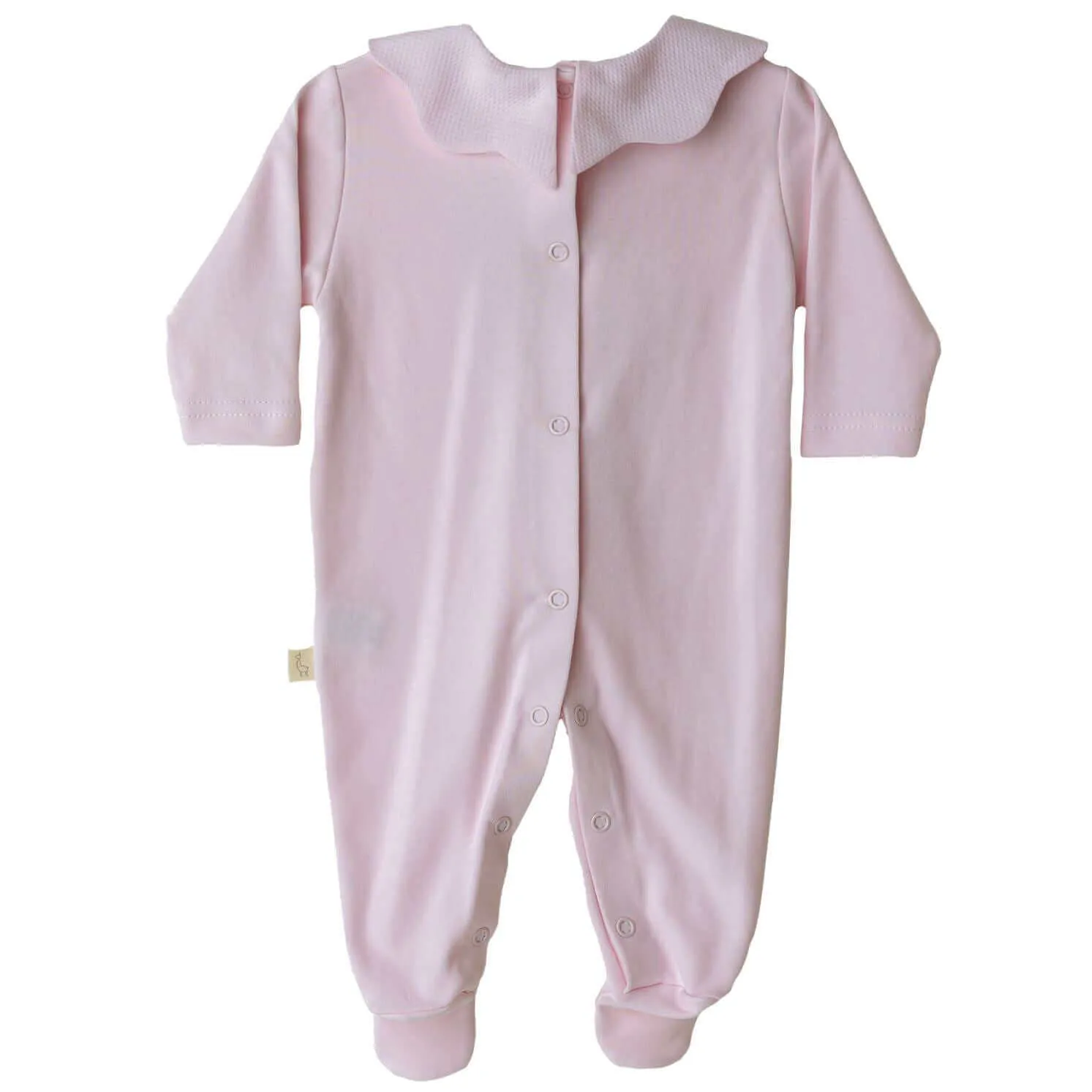 Baby Girls Pink Cotton Pique Collar Babygrow