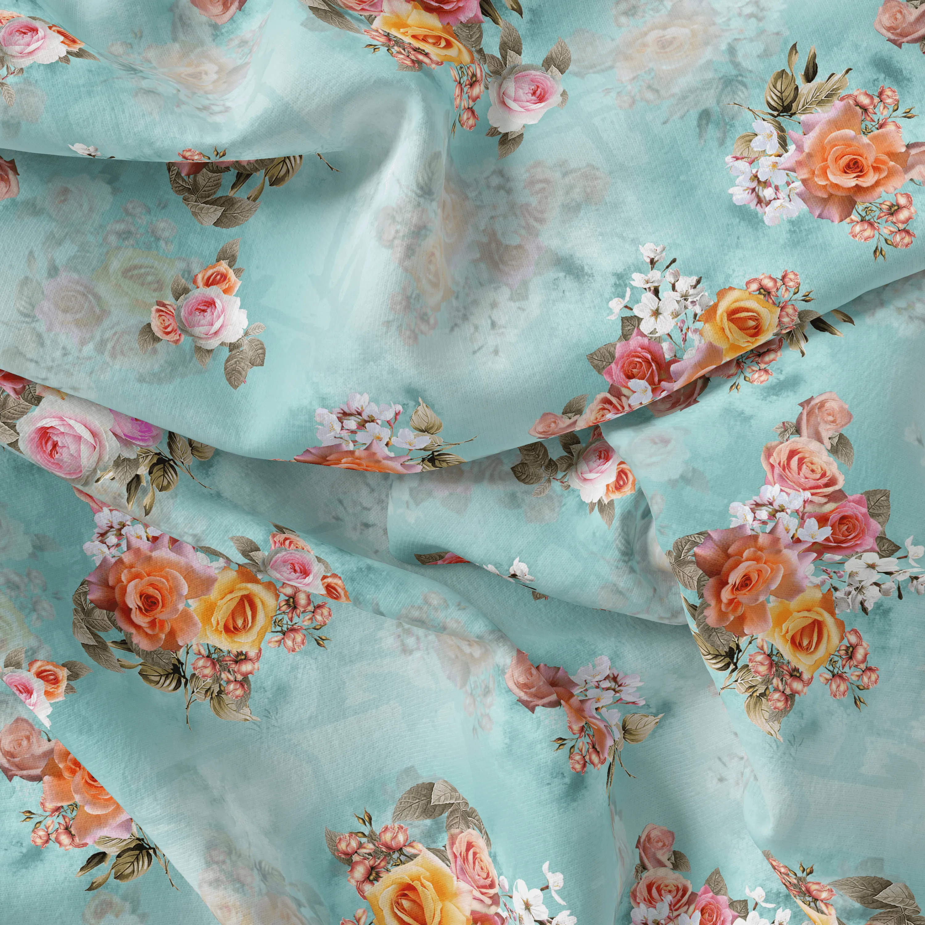 Beautiful Wite Orchid Flower Digital Printed Fabric - Weightless