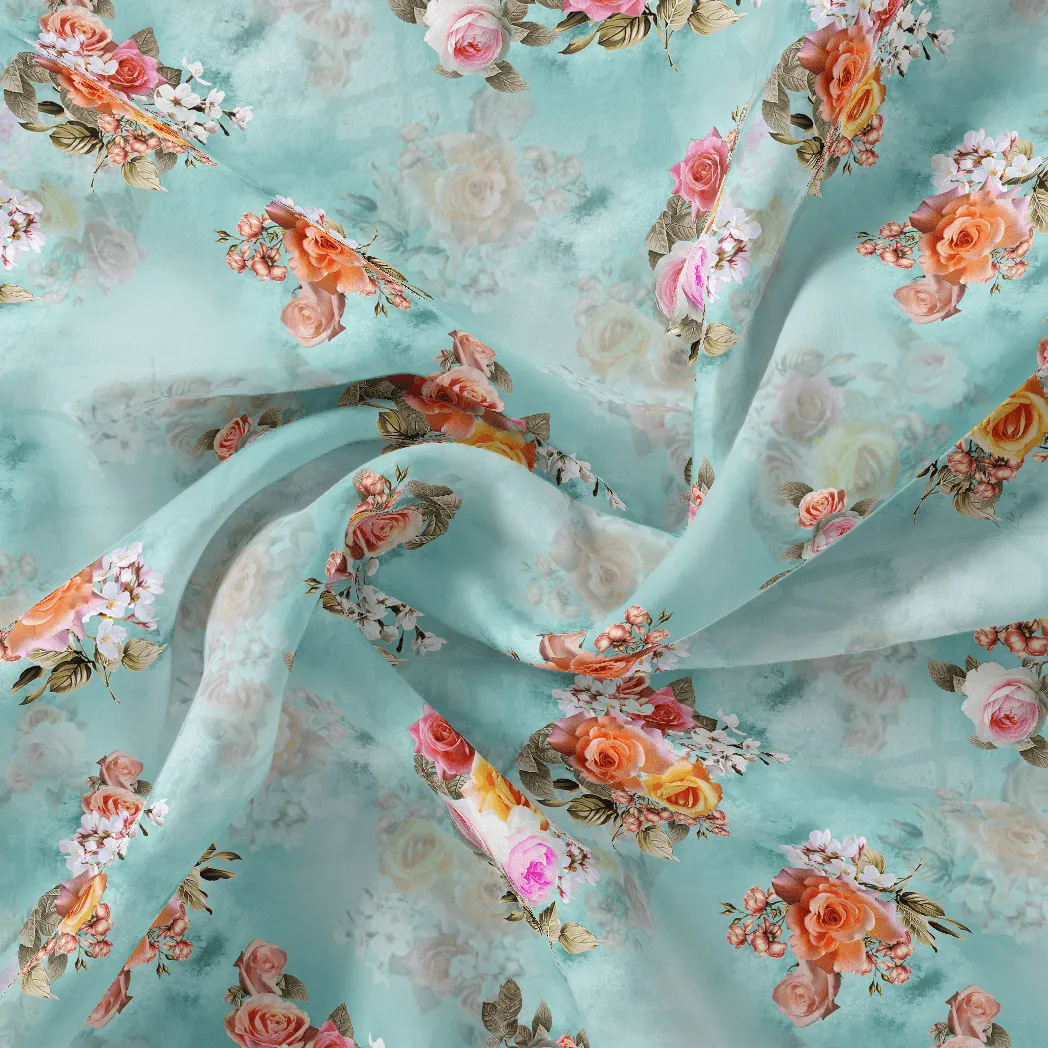 Beautiful Wite Orchid Flower Digital Printed Fabric - Weightless