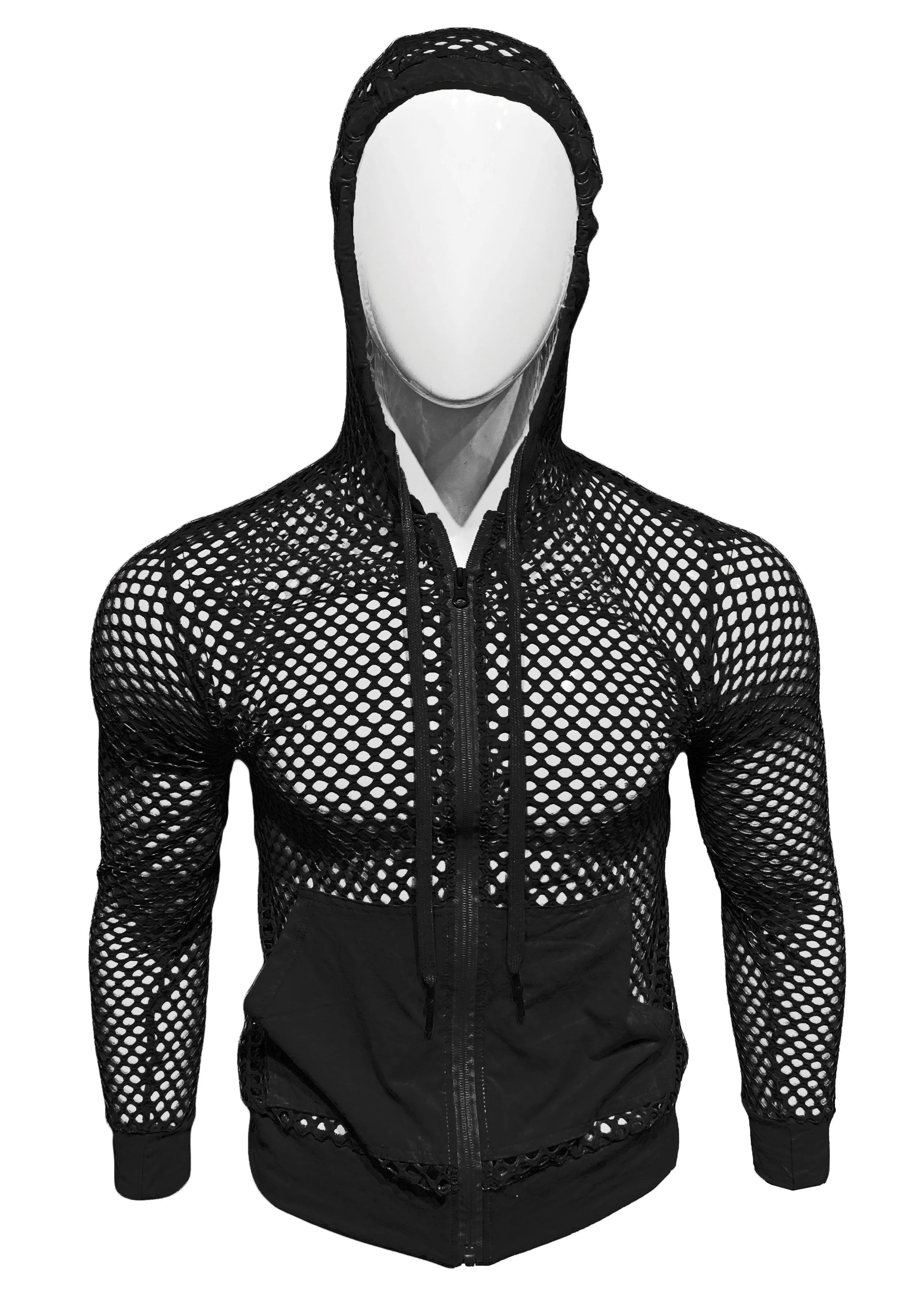 Black Fishnet Zip Up Hoodie UNISEX