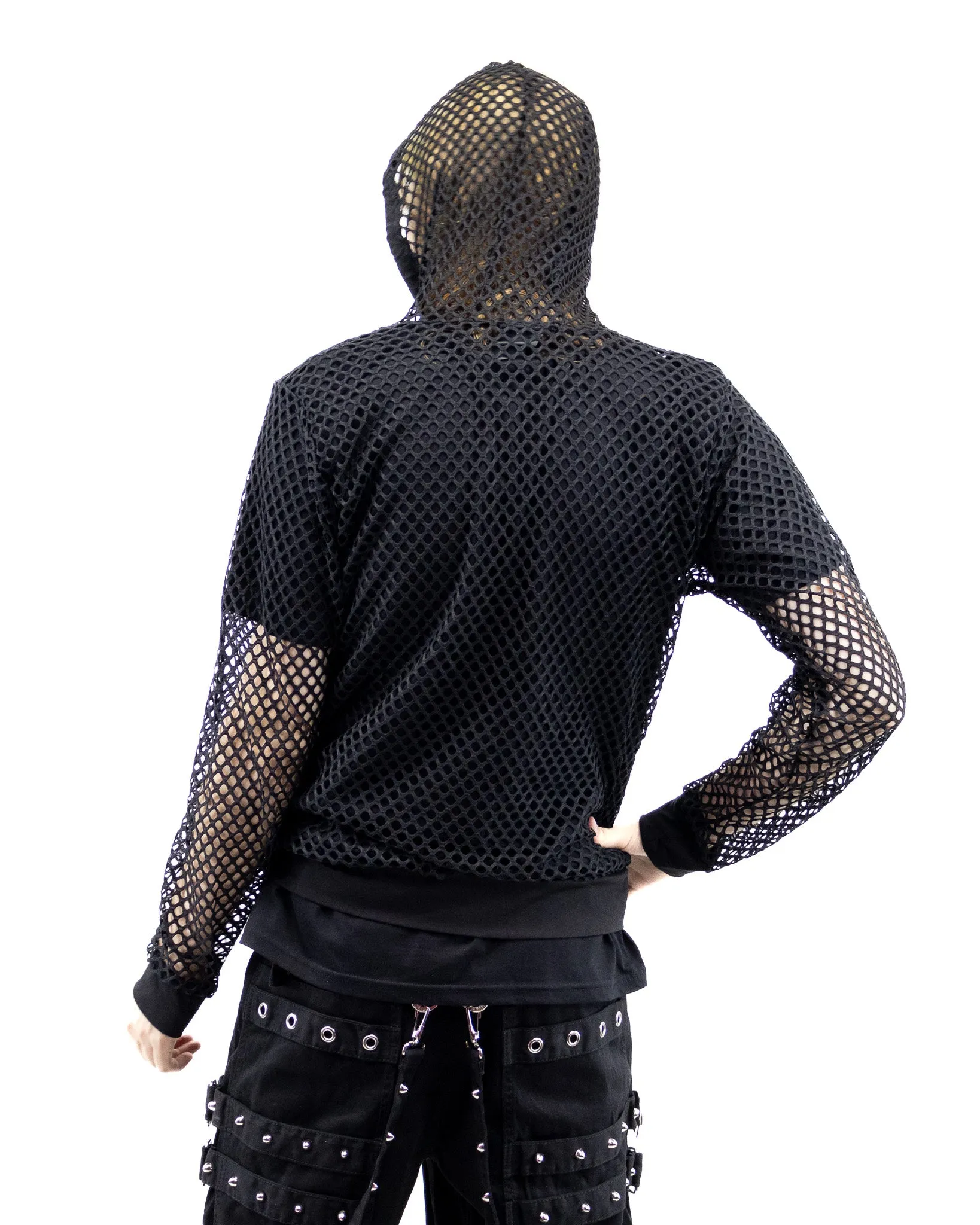 Black Fishnet Zip Up Hoodie UNISEX