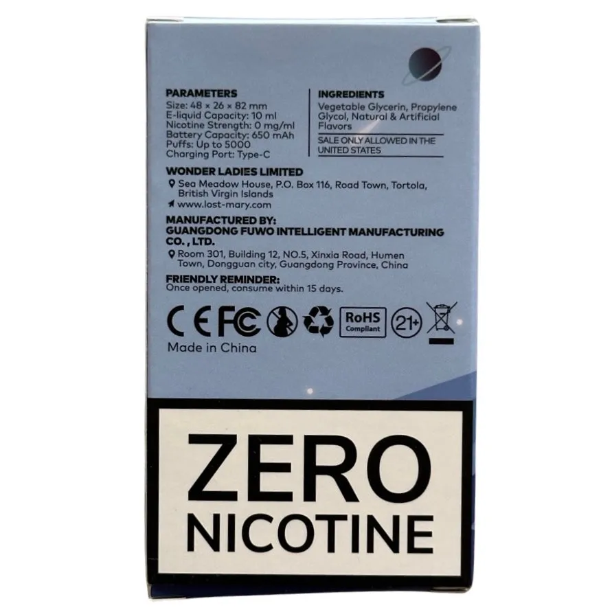 Blue Razz Ice - Lost Mary OS5000 - Zero Nicotine
