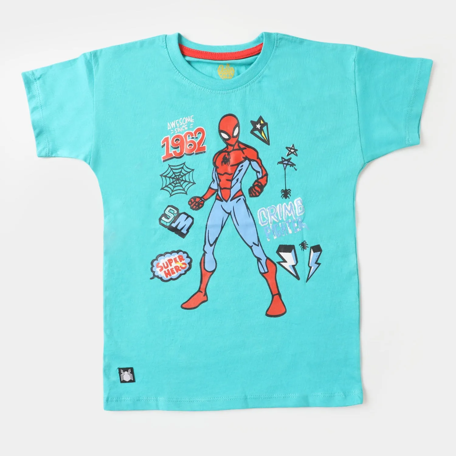 Boys Cotton T-Shirt Action Hero - Ceramic Blue