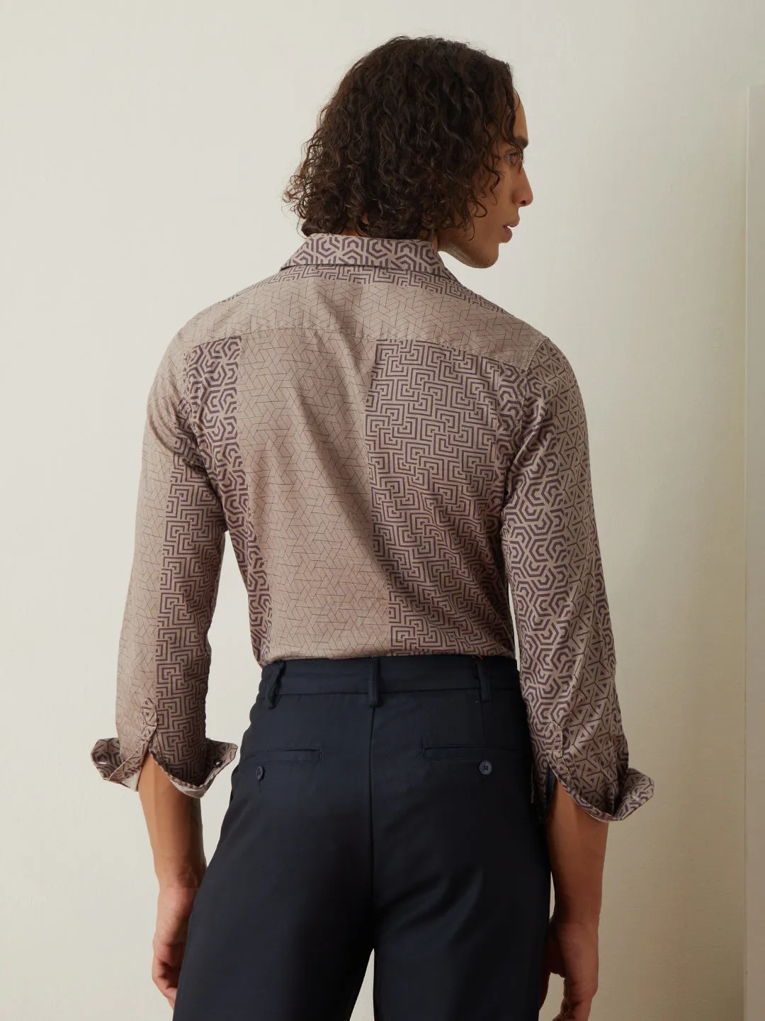 Brown Geometric Printed Shirt