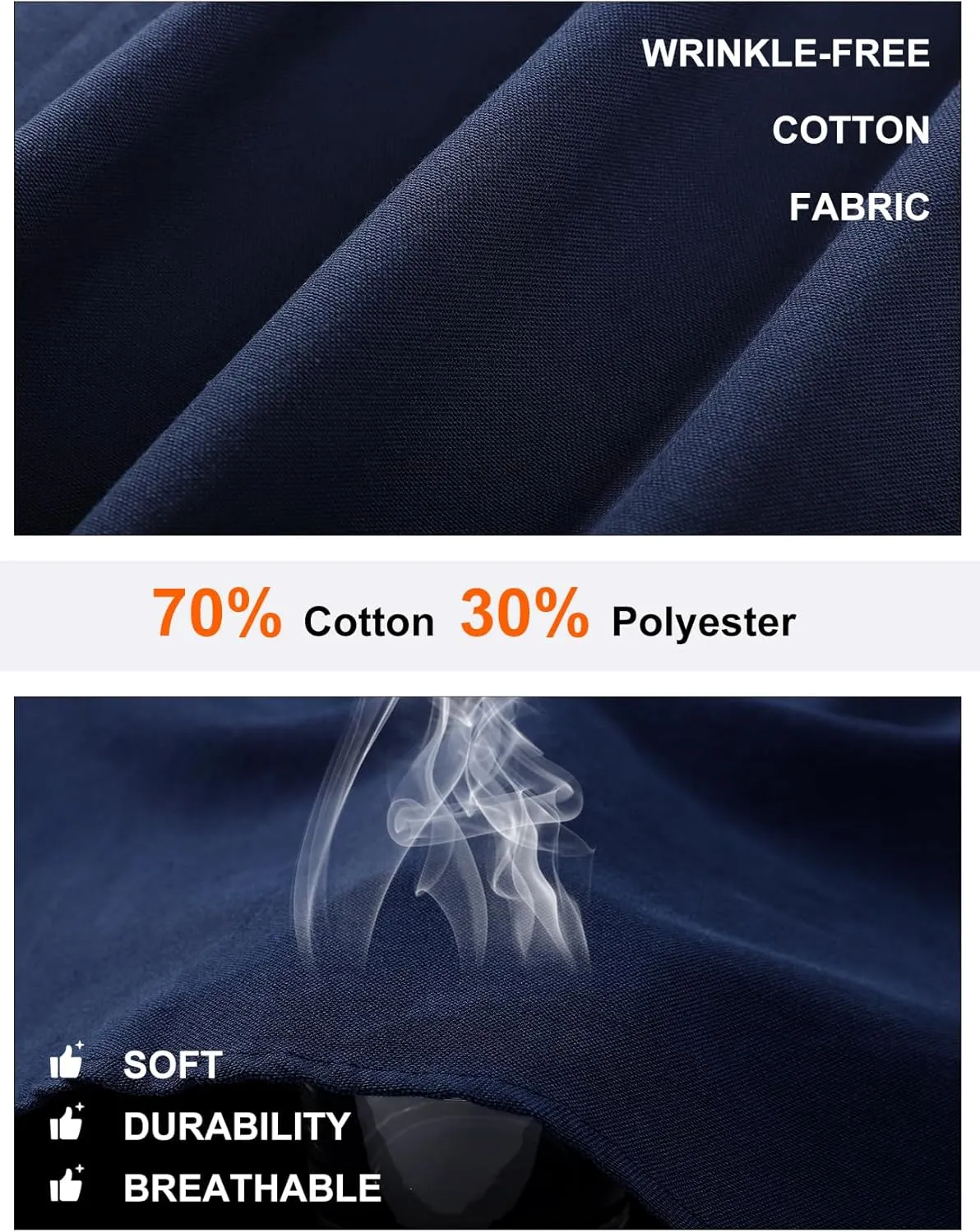 COZYPOIN Mens Dress Shirts Long Sleeve Wrinkle Free Regular Fit Inner Contrast Casual Business Wedding Button Down Shirt