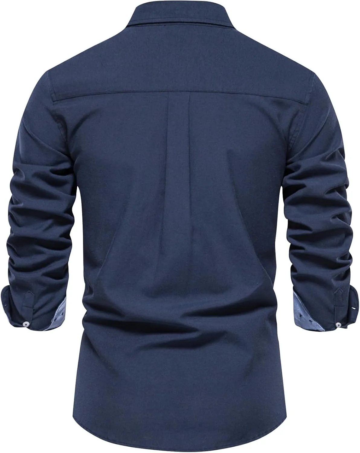 COZYPOIN Mens Dress Shirts Long Sleeve Wrinkle Free Regular Fit Inner Contrast Casual Business Wedding Button Down Shirt