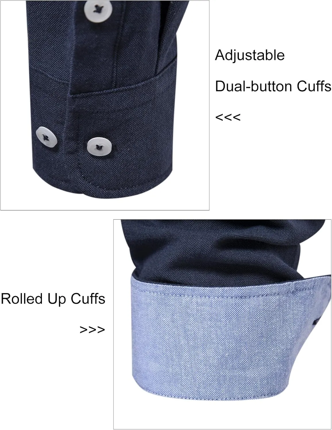 COZYPOIN Mens Dress Shirts Long Sleeve Wrinkle Free Regular Fit Inner Contrast Casual Business Wedding Button Down Shirt