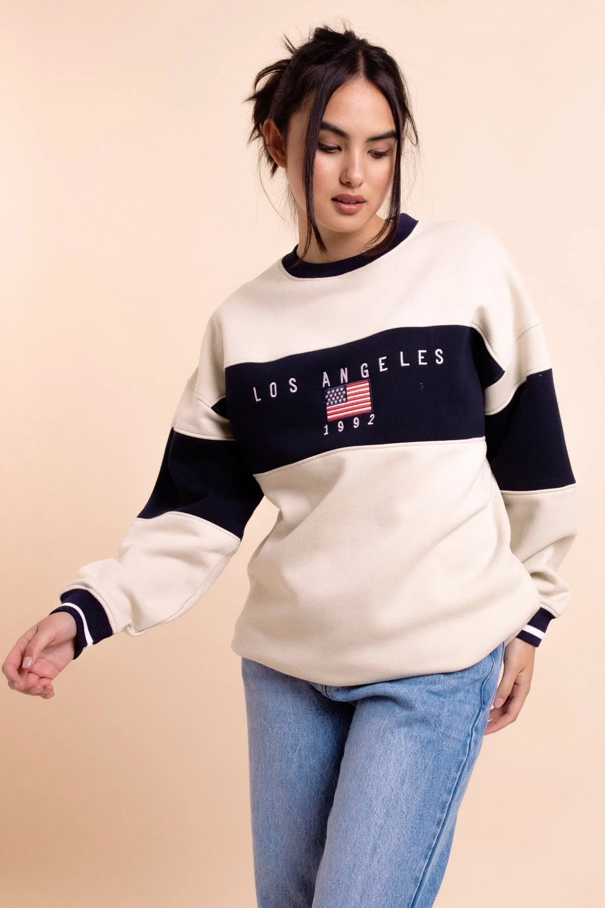 Daisy Street Panelled LA Sweatshirt