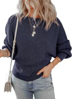 Dokotoo Women's Sweaters Off The Shoulder 2024 Fall Batwing Casual Loose Fashion Sweater Pullovers