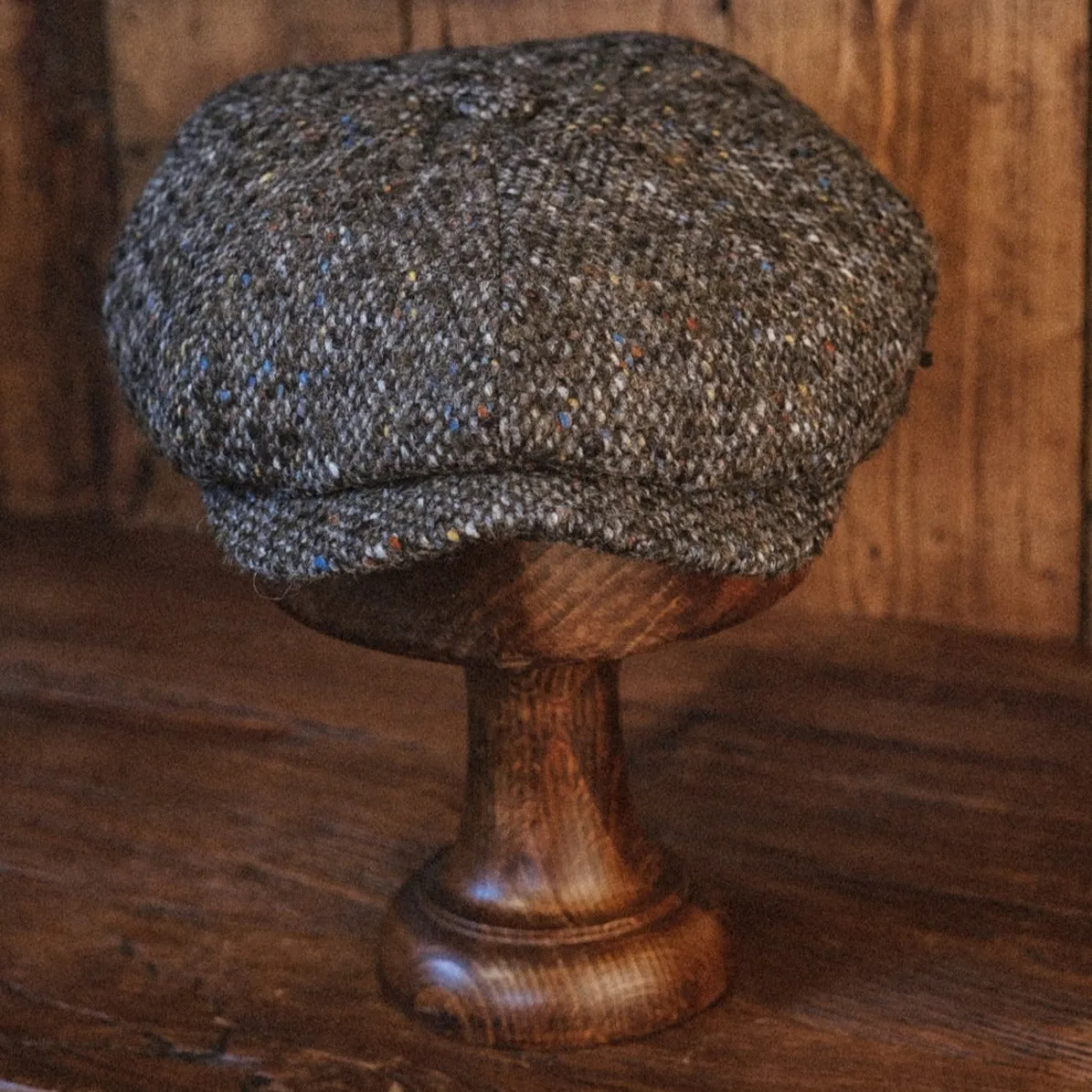 Eight Piece Classic Vintage Brown Wool Newsboy Cap