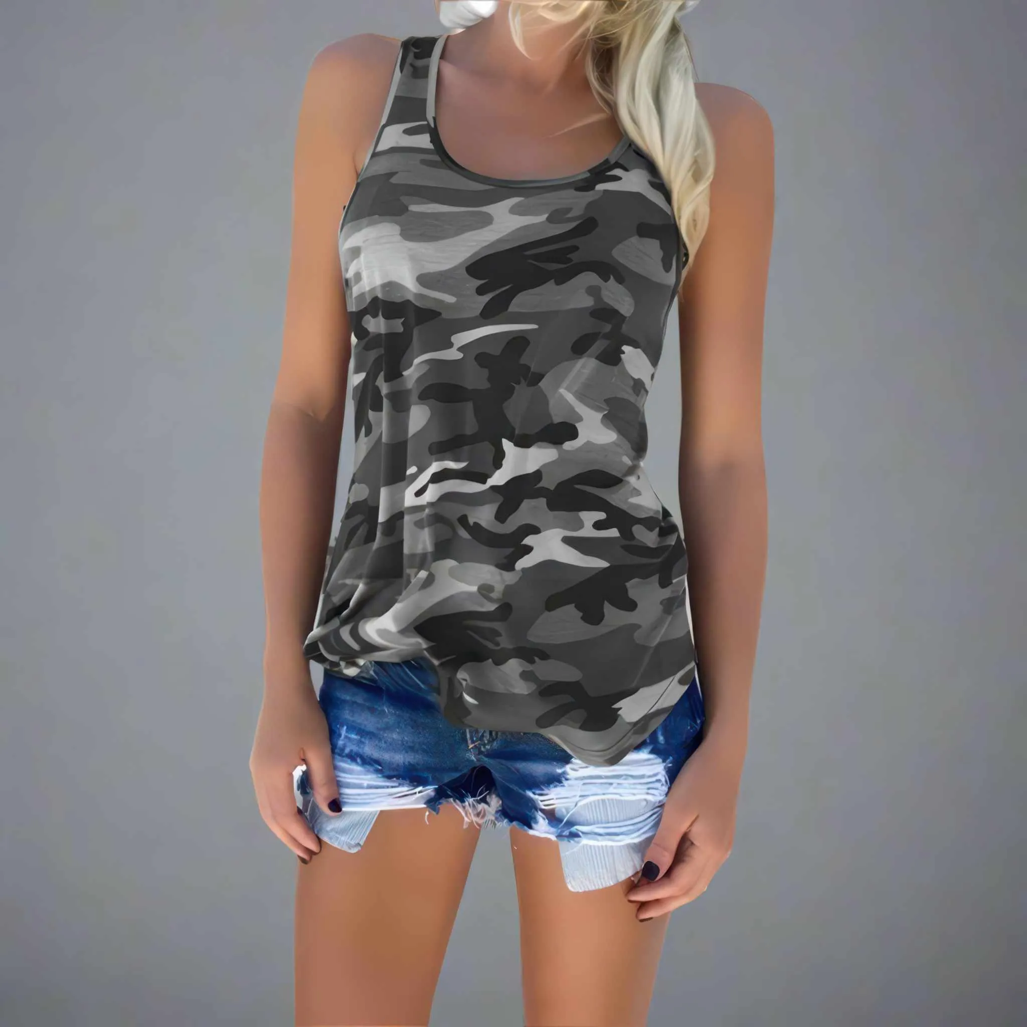 Glow Chic's Camouflage Sleeveless Top