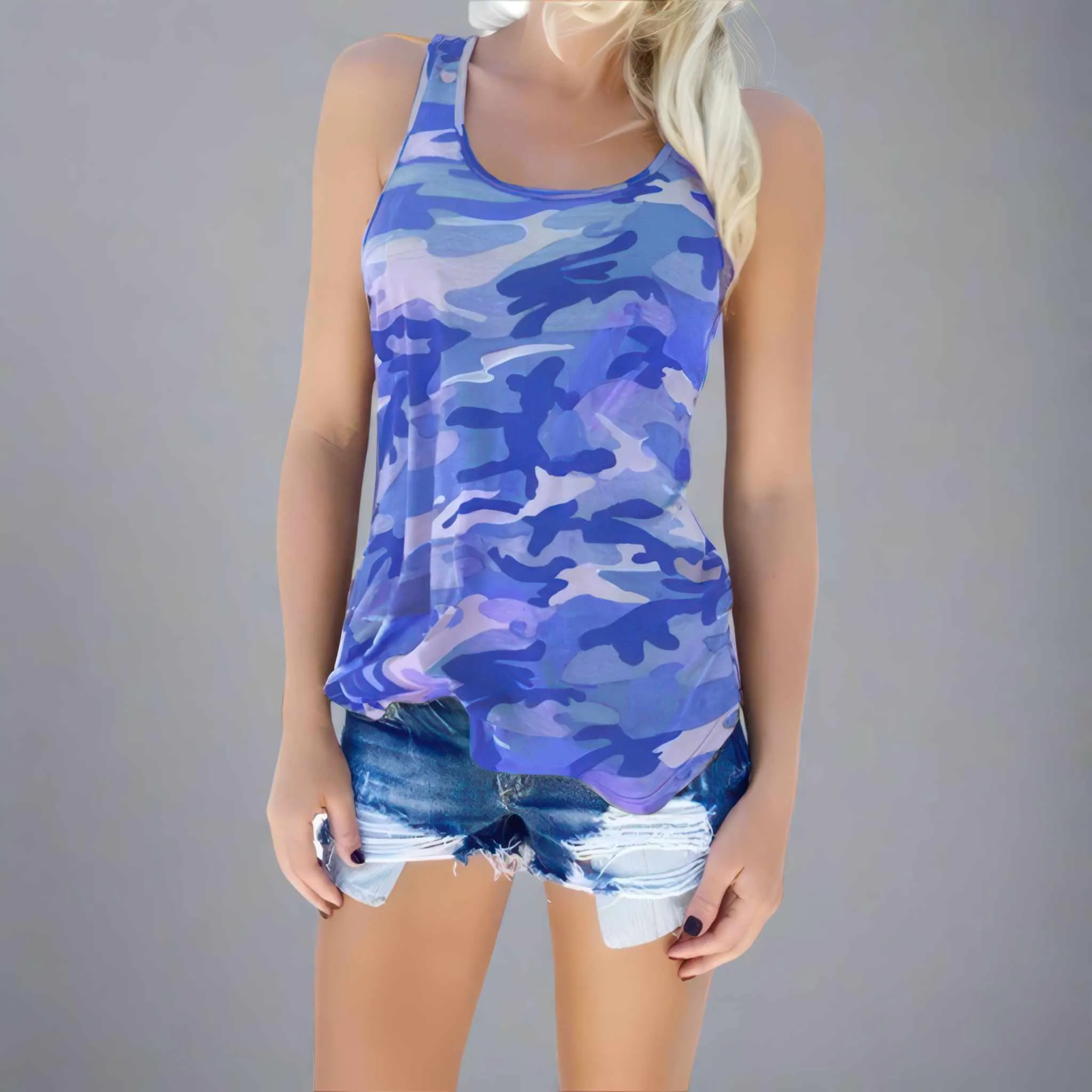 Glow Chic's Camouflage Sleeveless Top