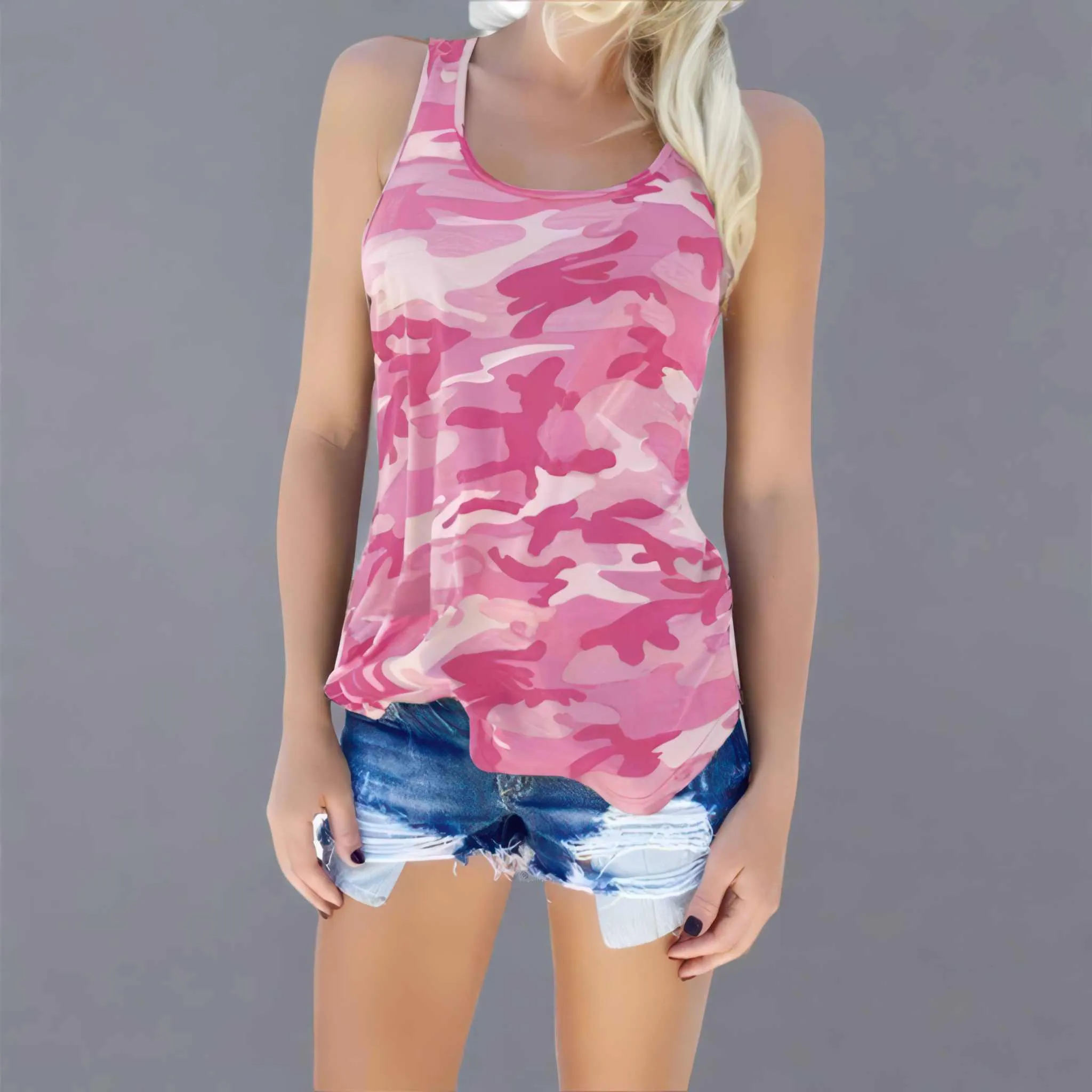 Glow Chic's Camouflage Sleeveless Top