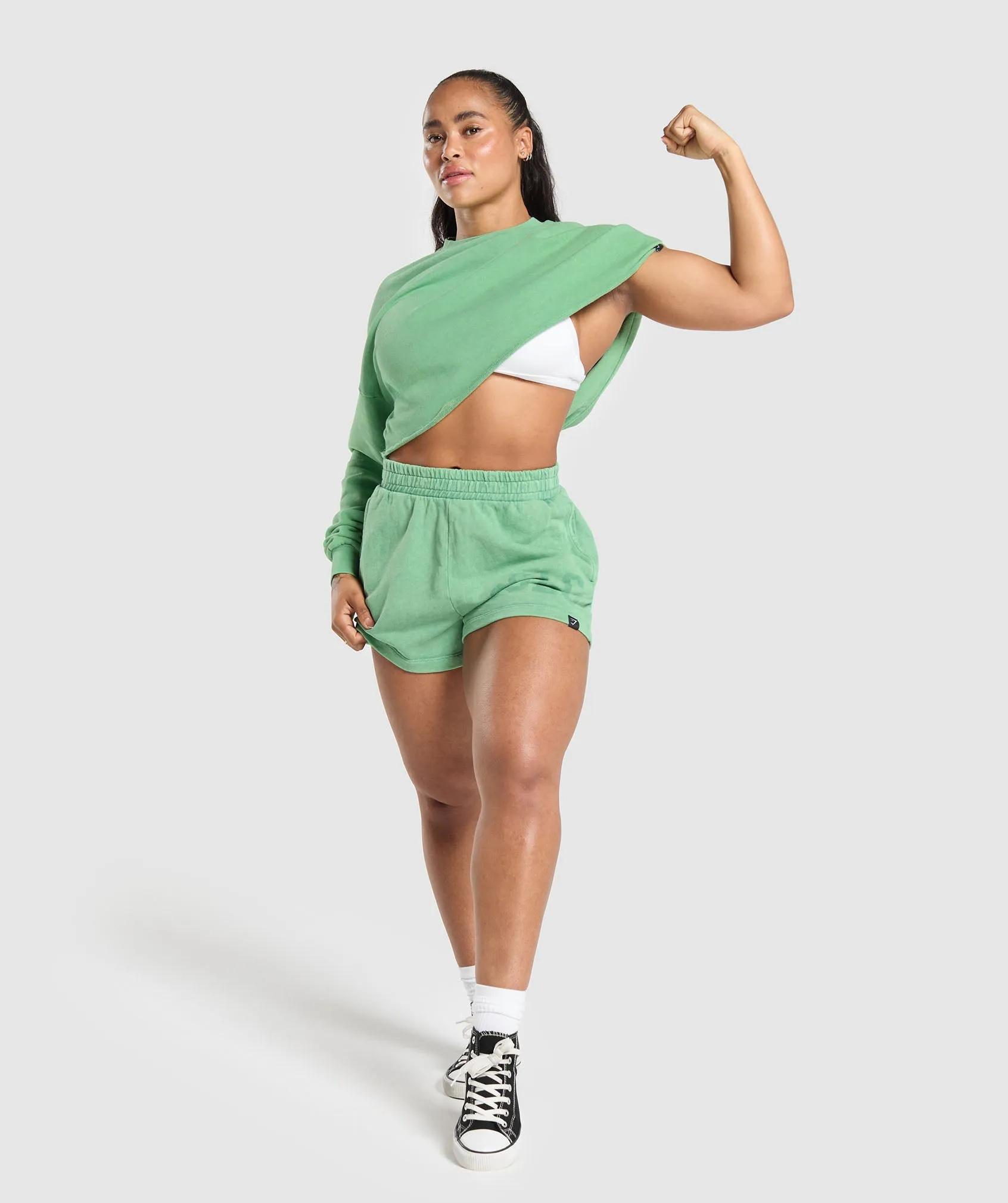 Gymshark Collegiate Shadow Washed Midi Sweatshirt - Lagoon Green