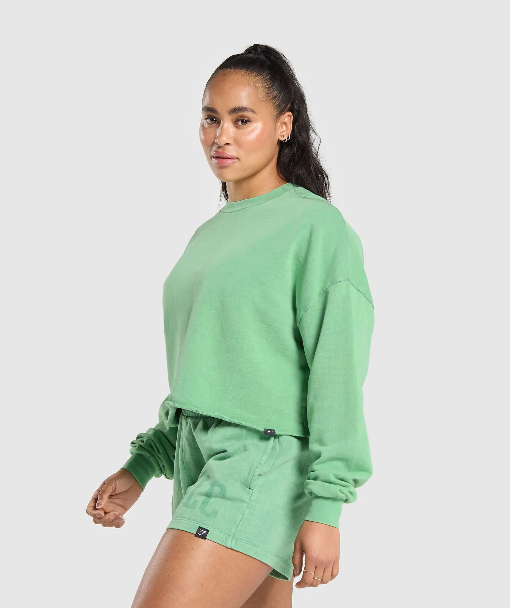 Gymshark Collegiate Shadow Washed Midi Sweatshirt - Lagoon Green