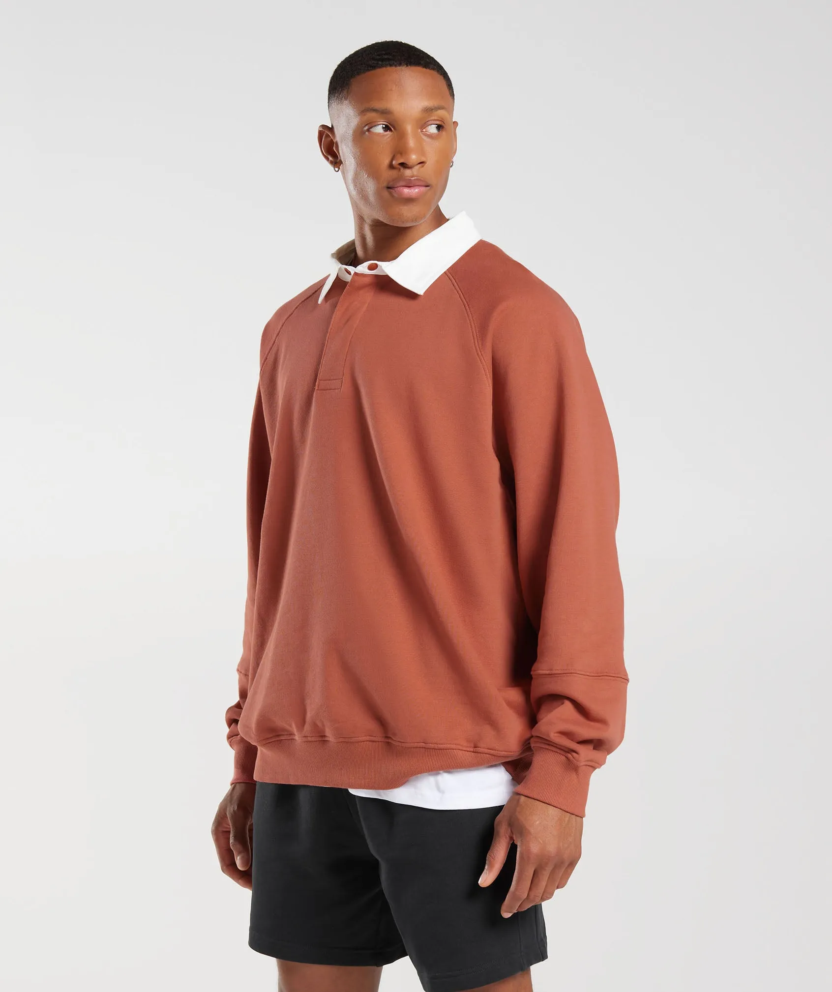 Gymshark Rest Day Essentials Sweat Polo - Persimmon Red