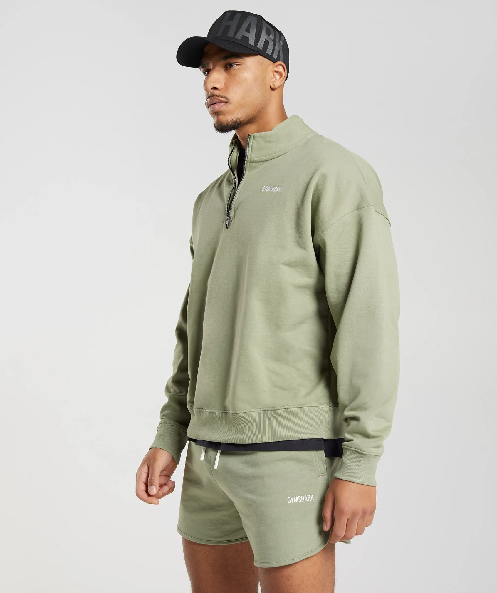 Gymshark Rest Day Sweats 1/4 Zip - Sage Green