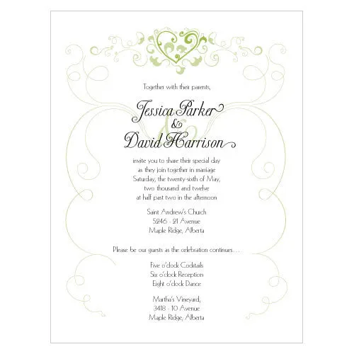 Heart Filigree Invitation Lavender