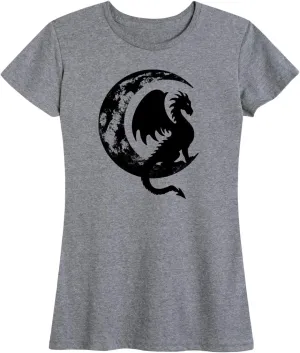 Instant Message - Dragon Sitting On Crescent Moon - Women's Short Sleeve Graphic T-Shirt