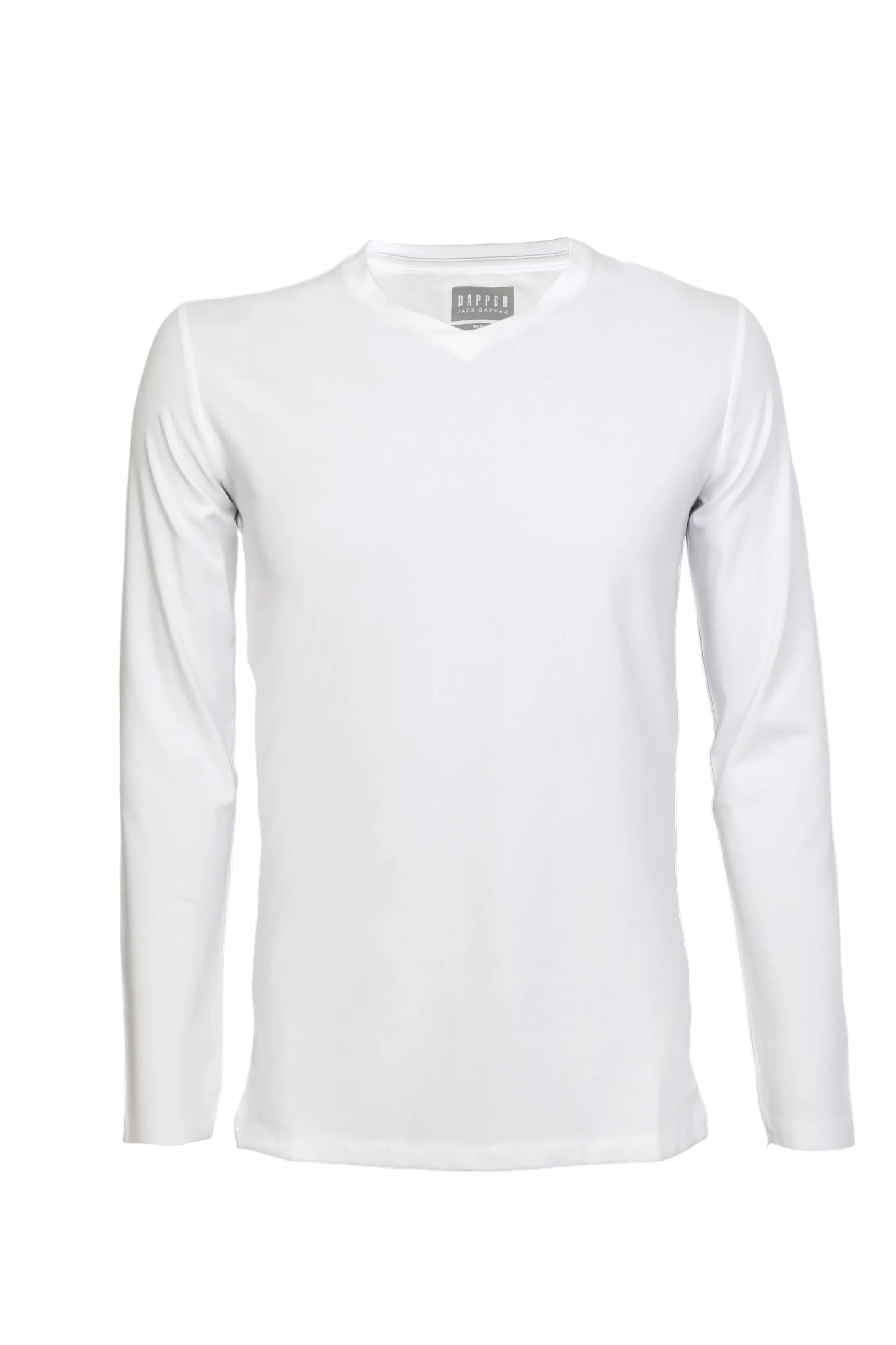 Jack Dapper Long Sleeved White Basic V-Neck