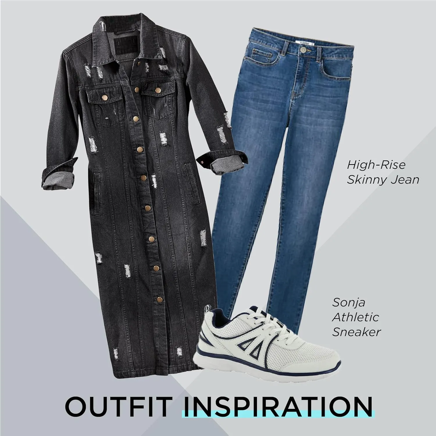 K. Jordan Womens Long Destructed Cotton Jean Jacket
