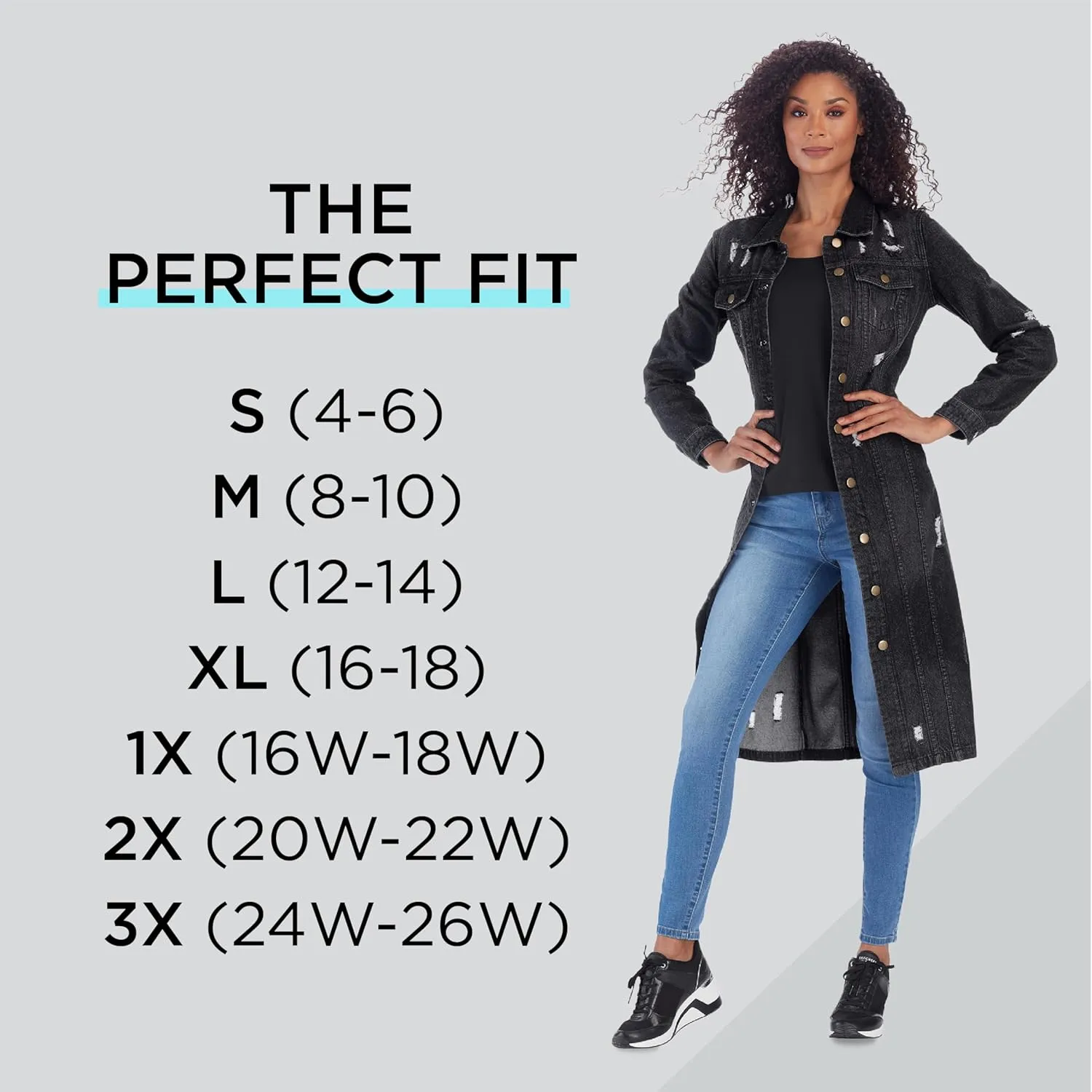 K. Jordan Womens Long Destructed Cotton Jean Jacket
