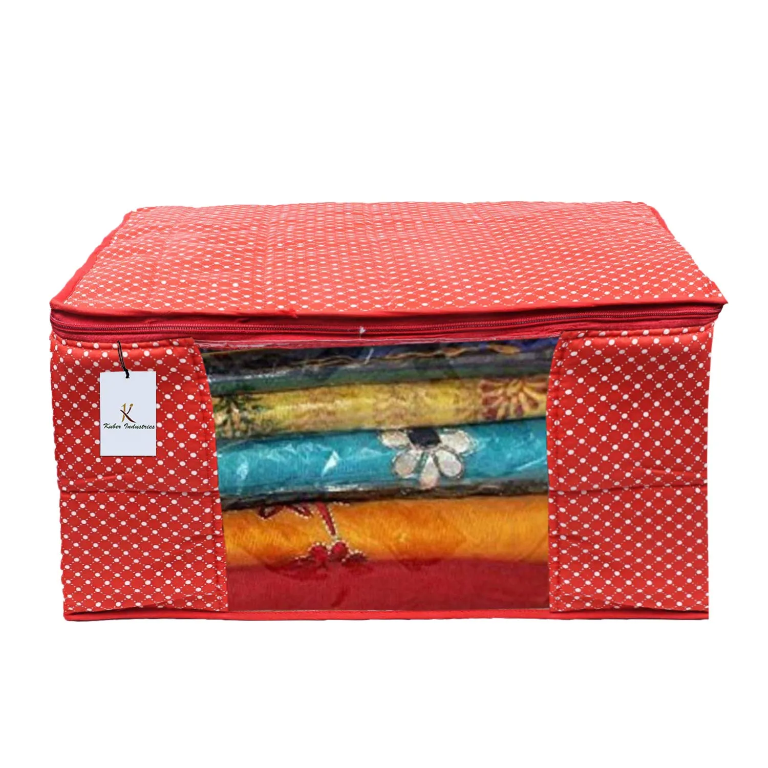 Kuber Industries Cotton 2 Pieces Three Layer Quilted Extra Large Saree Cover (Red)-CTKTC13486