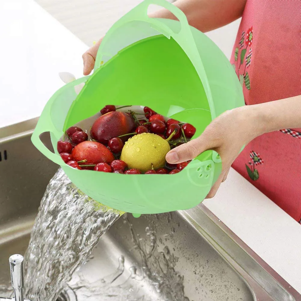 Kuber Industries Plastic 1 Piece Small Size Fruit Vegetable Washing Basket (Green) -CTKTC5970