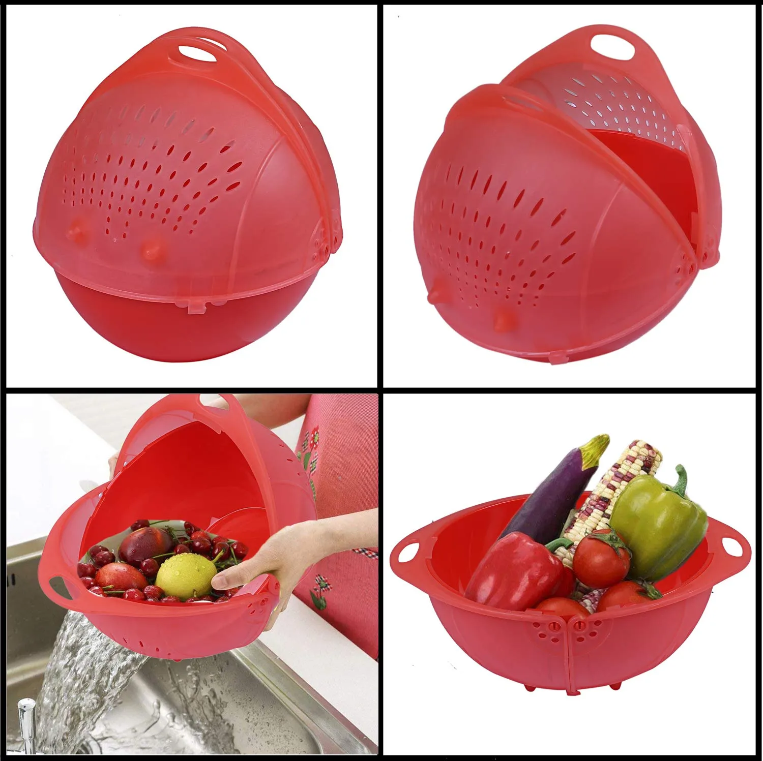 Kuber Industries Plastic 1 Piece Small Size Fruit Vegetable Washing Basket (Green) -CTKTC5970