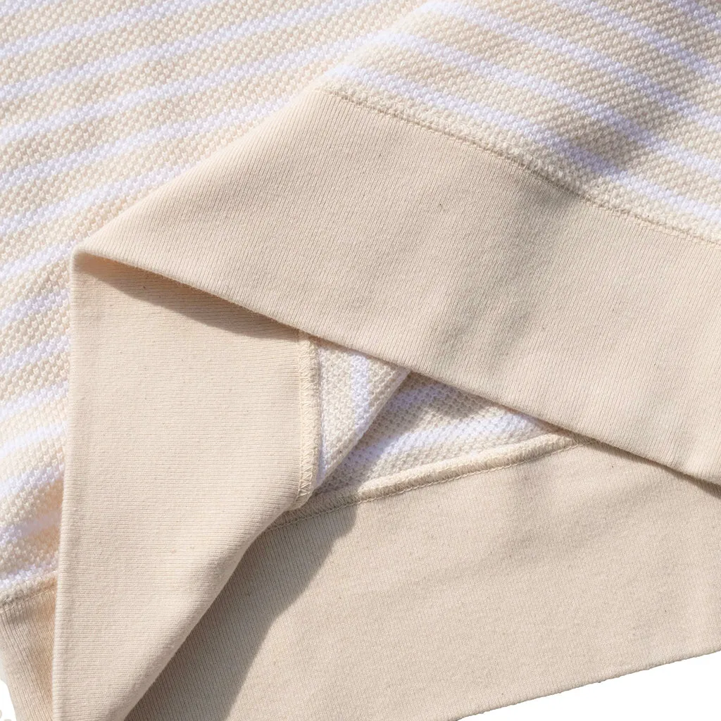Loop & Weft Shadow Border Big Seed Stitch Knit Boatneck Pullover (Ivory)