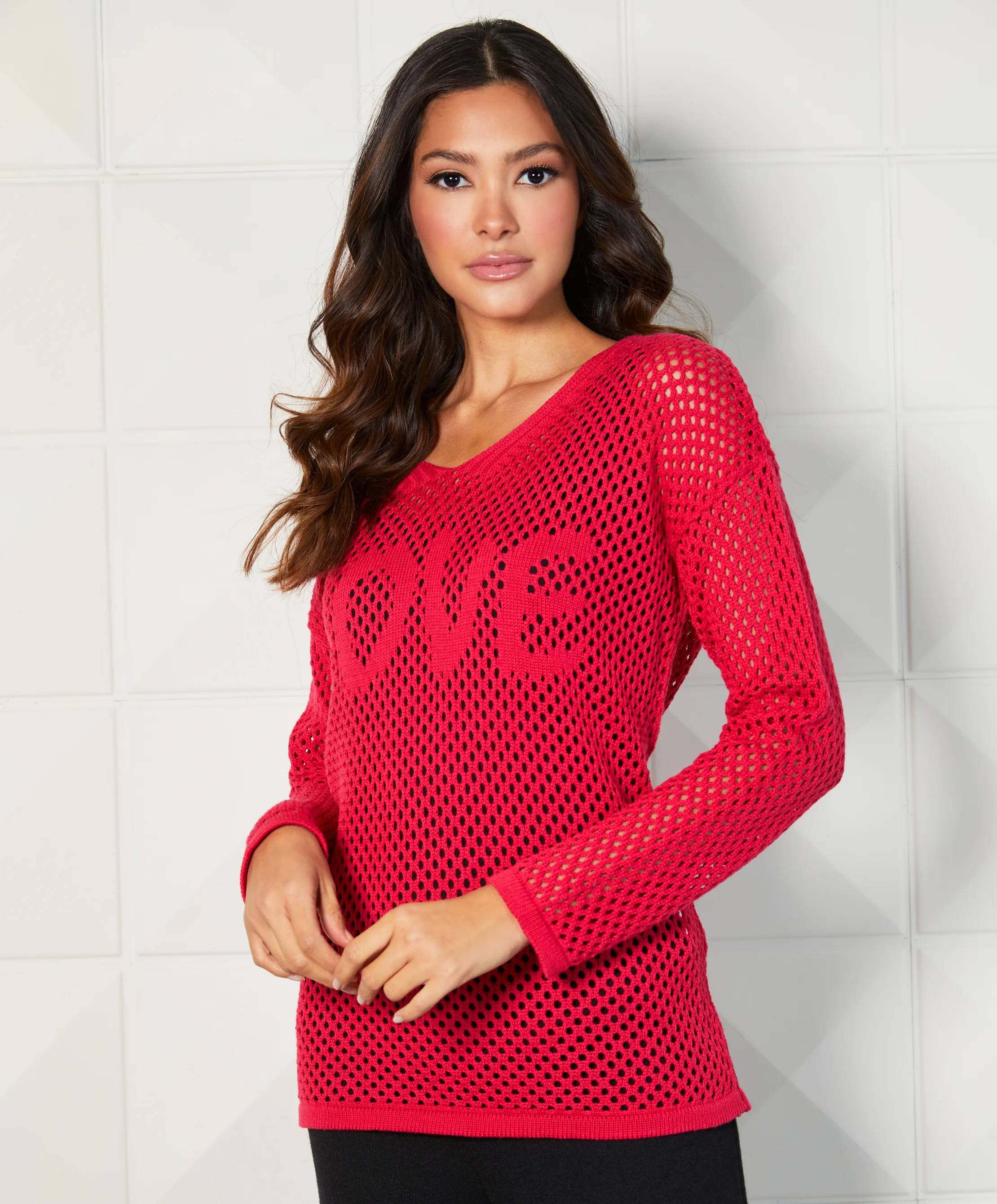 LOVE Crochet V-Neck Top