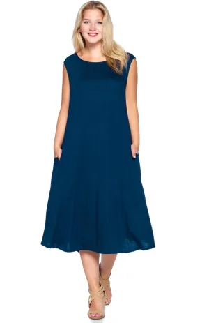 Modern Kiwi Women's Plus Size Basic Sleeveless Loose Fit Pocket Midi Maxi Dress (1X-4X)