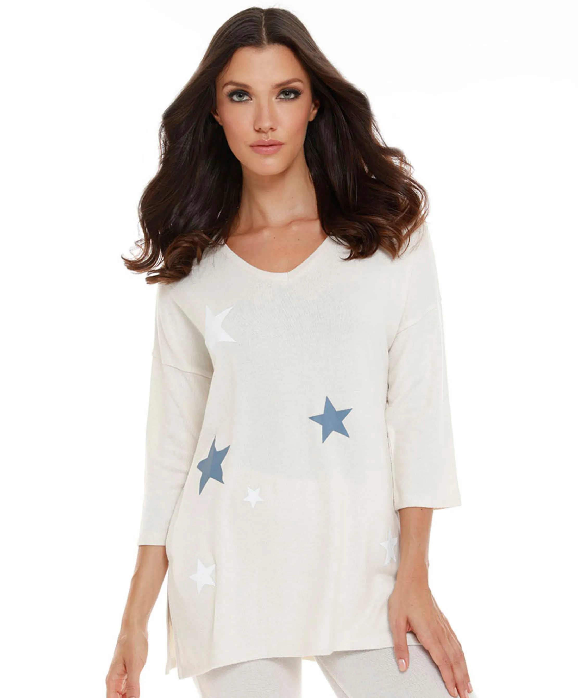 Natasha Kashmira 3/4 Sleeve V-Neck