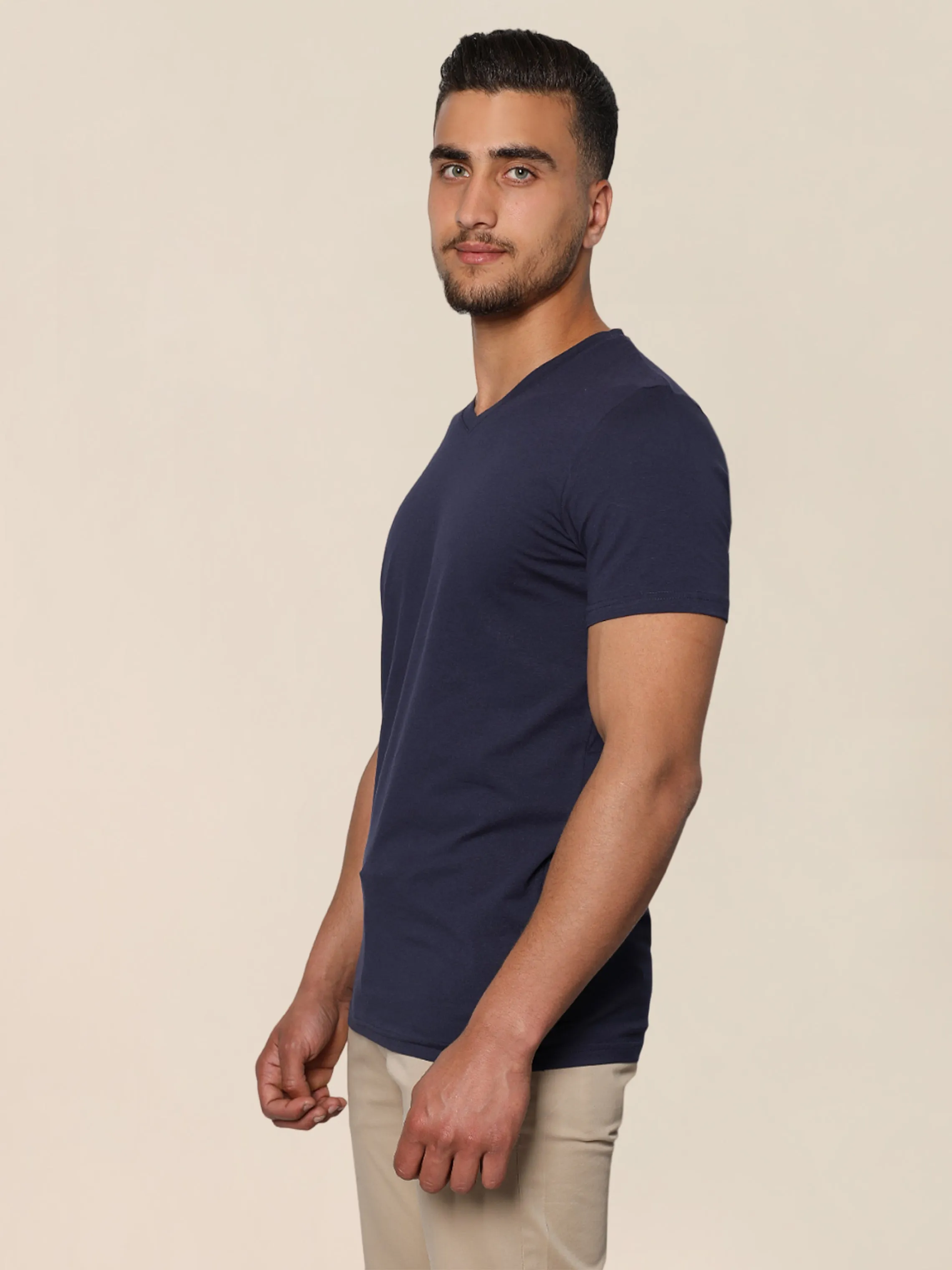 Navy Jack Dapper Shortsleeved Basic T-shirt With V-neck
