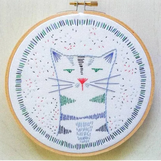 Nigel Nine Lives Embroidery Kit - Cozyblue Handmade