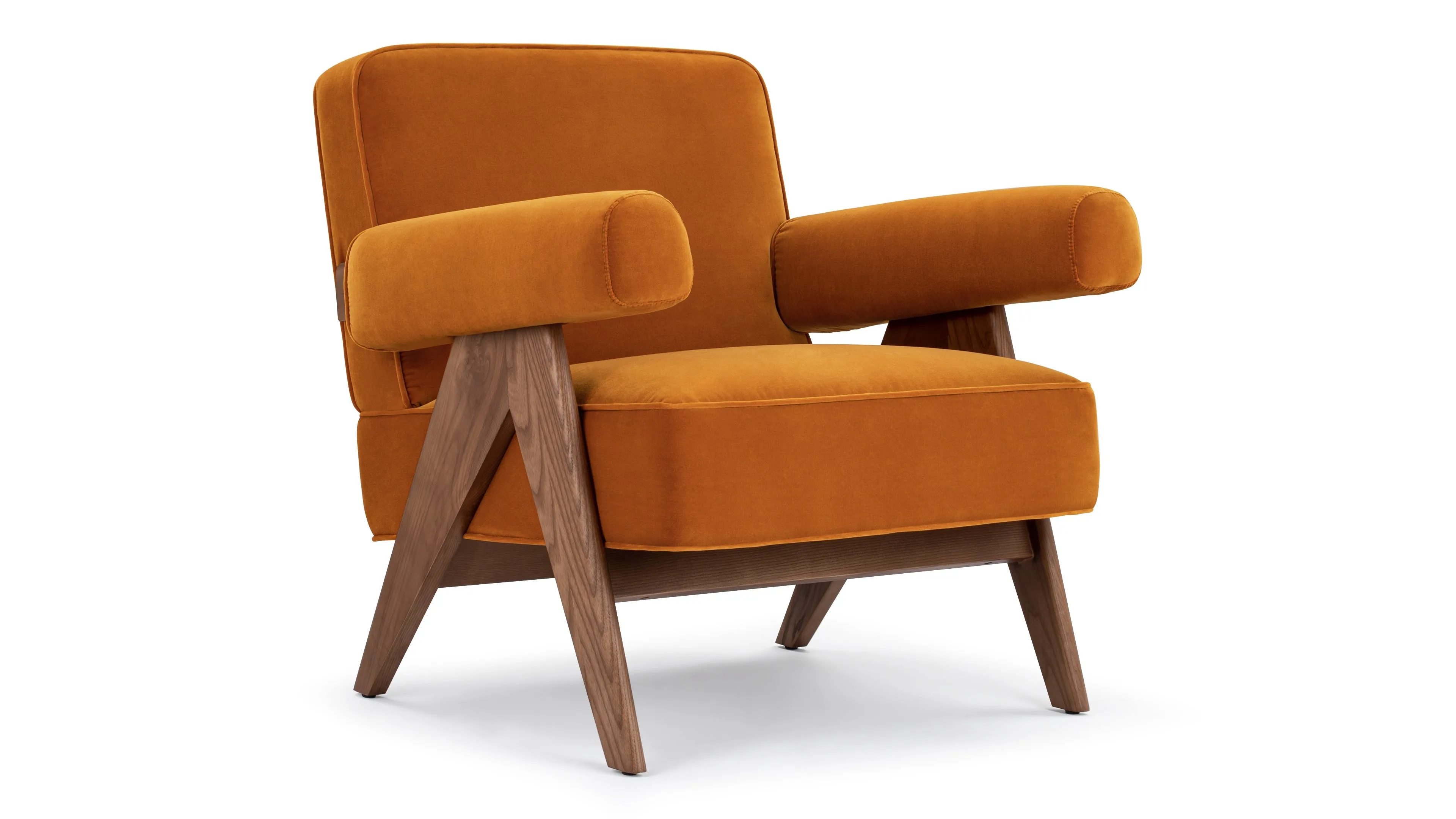 Pierre Jeanneret - Pierre Jeanneret Lounge Chair, Orange Luxe Velvet