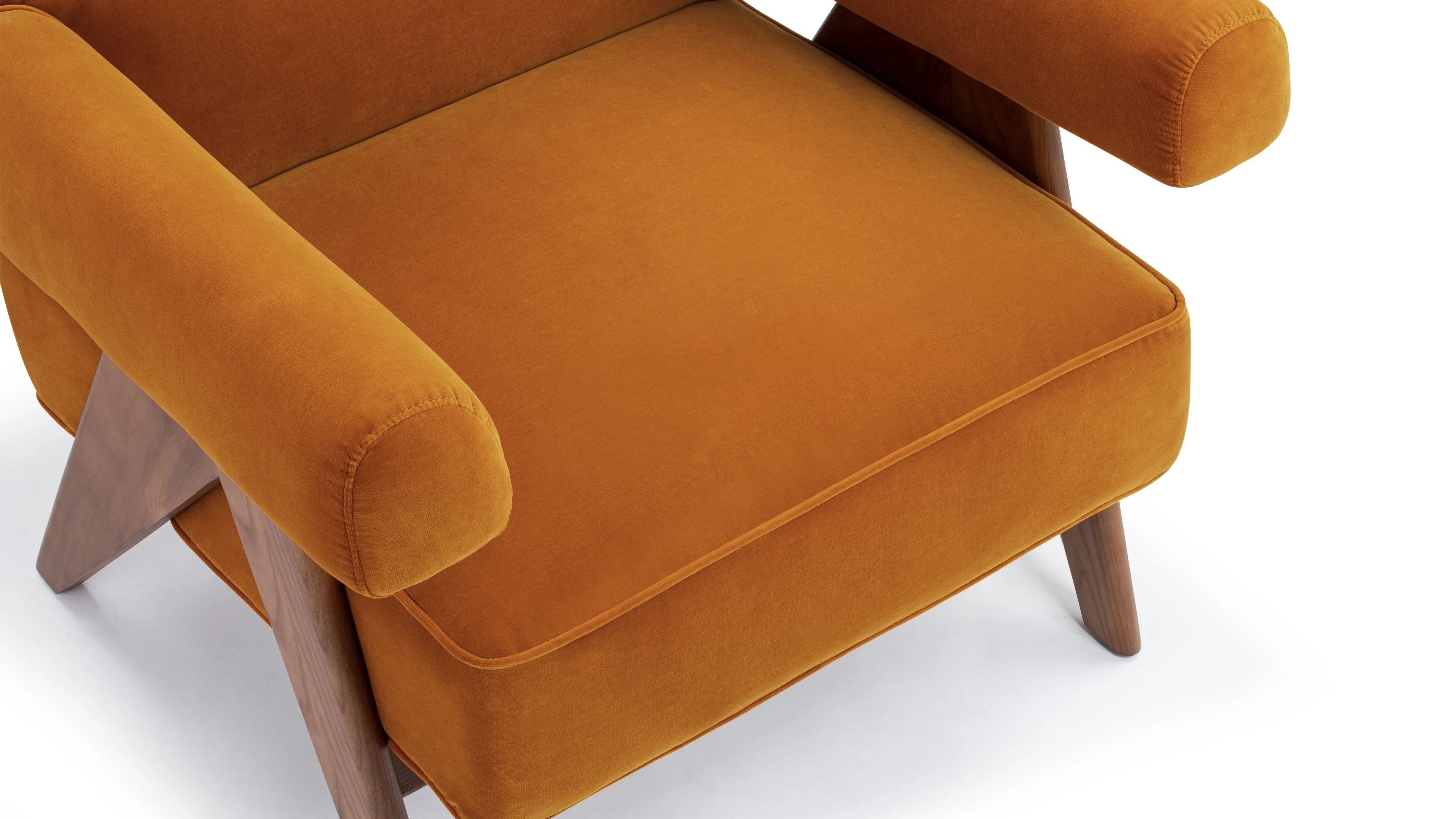 Pierre Jeanneret - Pierre Jeanneret Lounge Chair, Orange Luxe Velvet