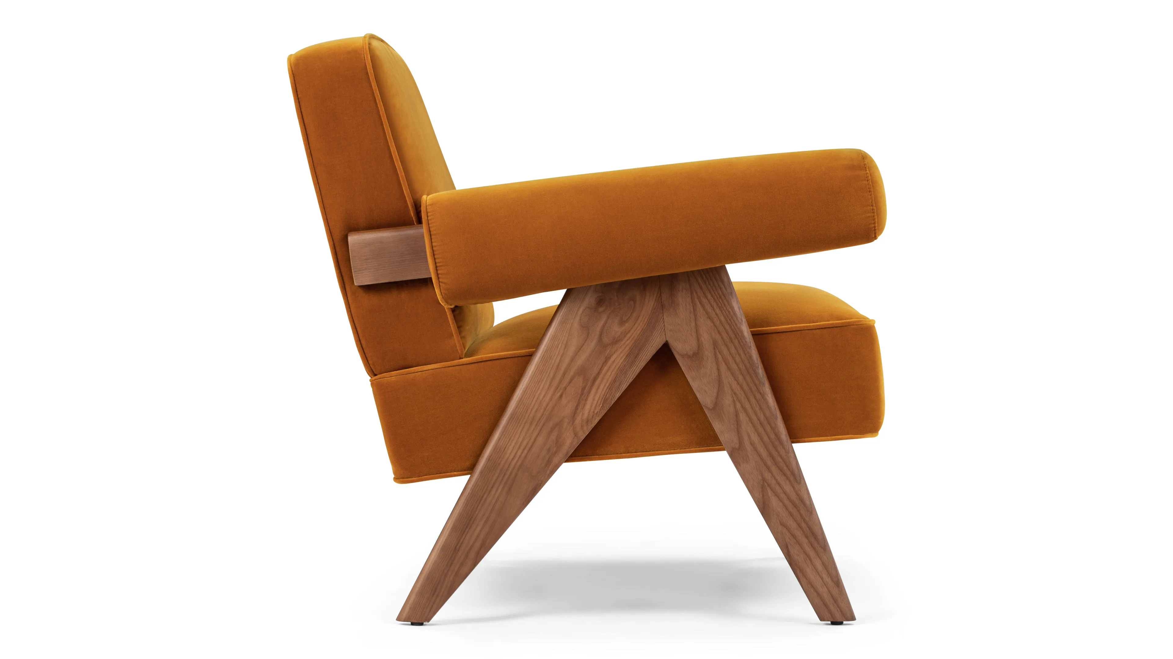 Pierre Jeanneret - Pierre Jeanneret Lounge Chair, Orange Luxe Velvet