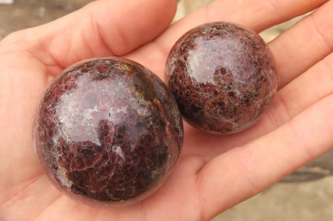 Polished Pyrope Garnet Matrix Spheres x 6 From Madagascar