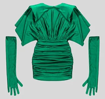 Pre Order:  Deep V Mini Dress with Gloves