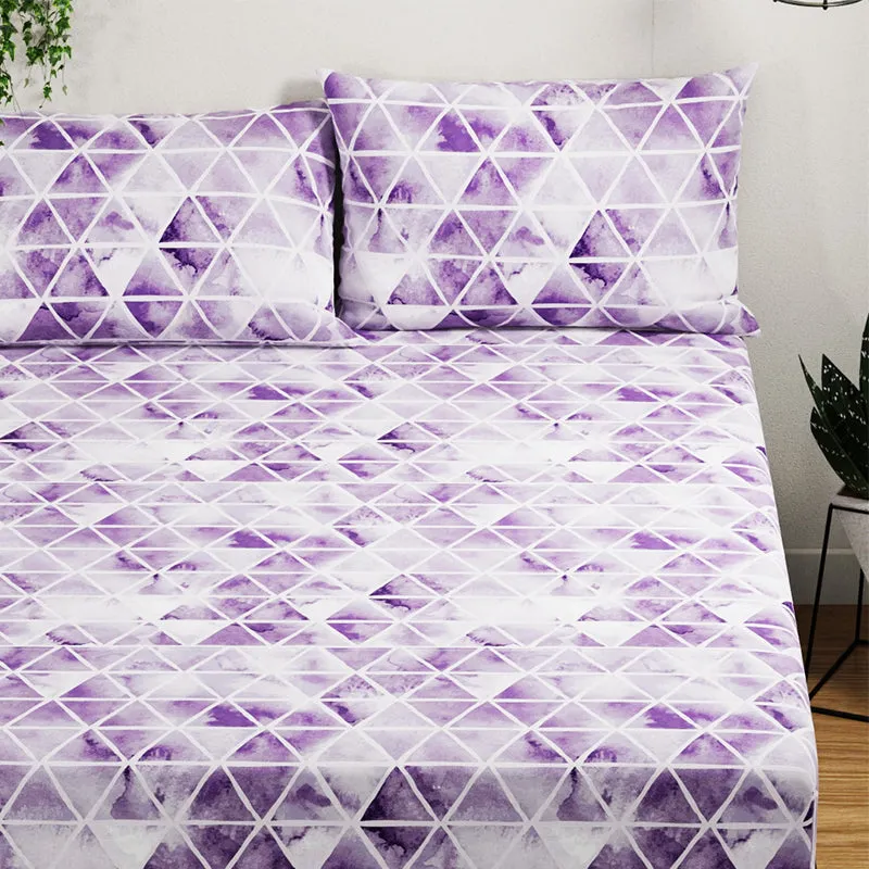 Rachel Geometric Bedsheet - Purple