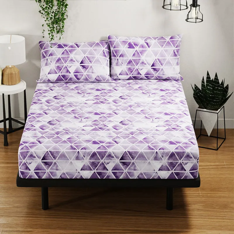 Rachel Geometric Bedsheet - Purple